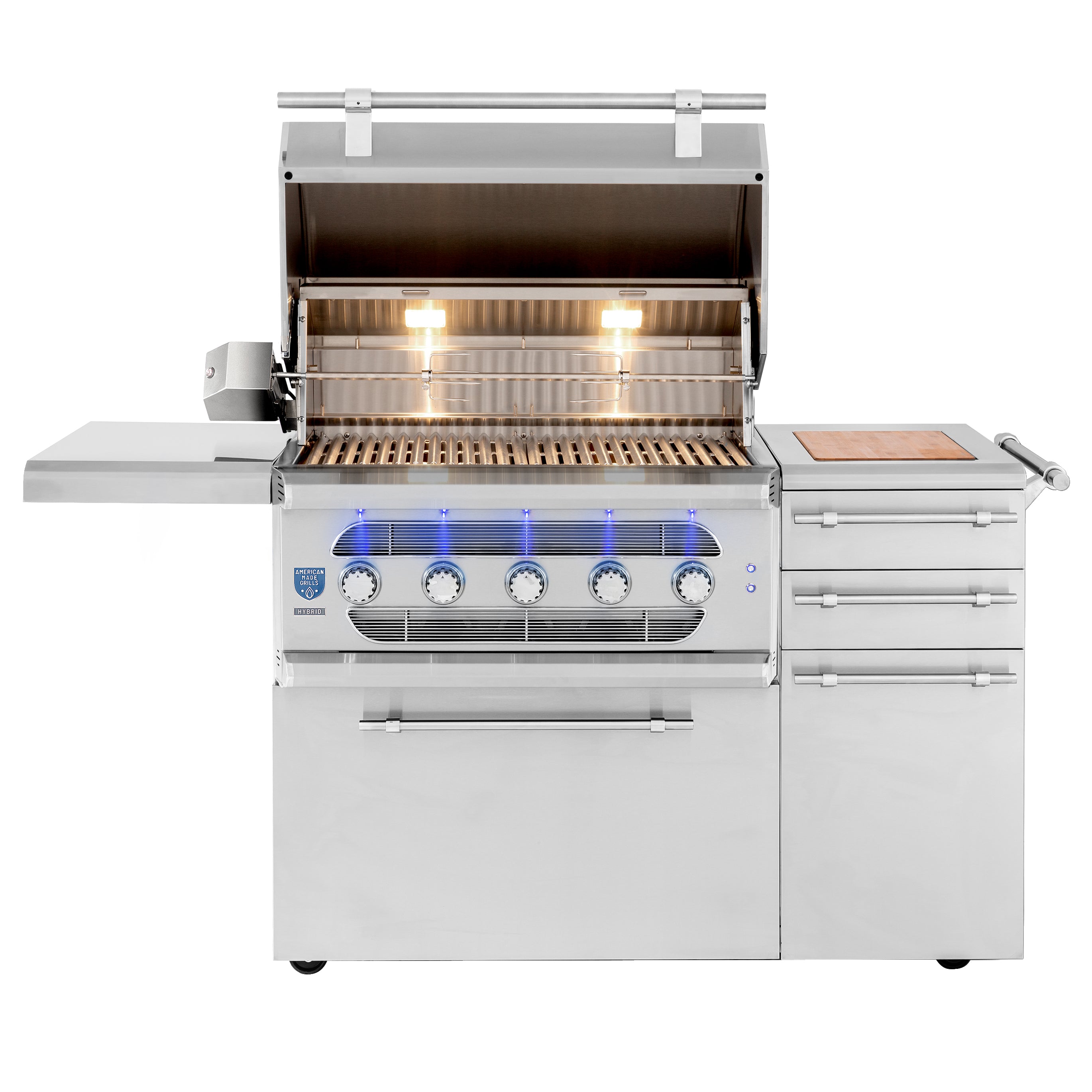American Made Grills – Muscle 36″ Freestanding Hybrid Outdoor Grill – Premium 5-Fuel System