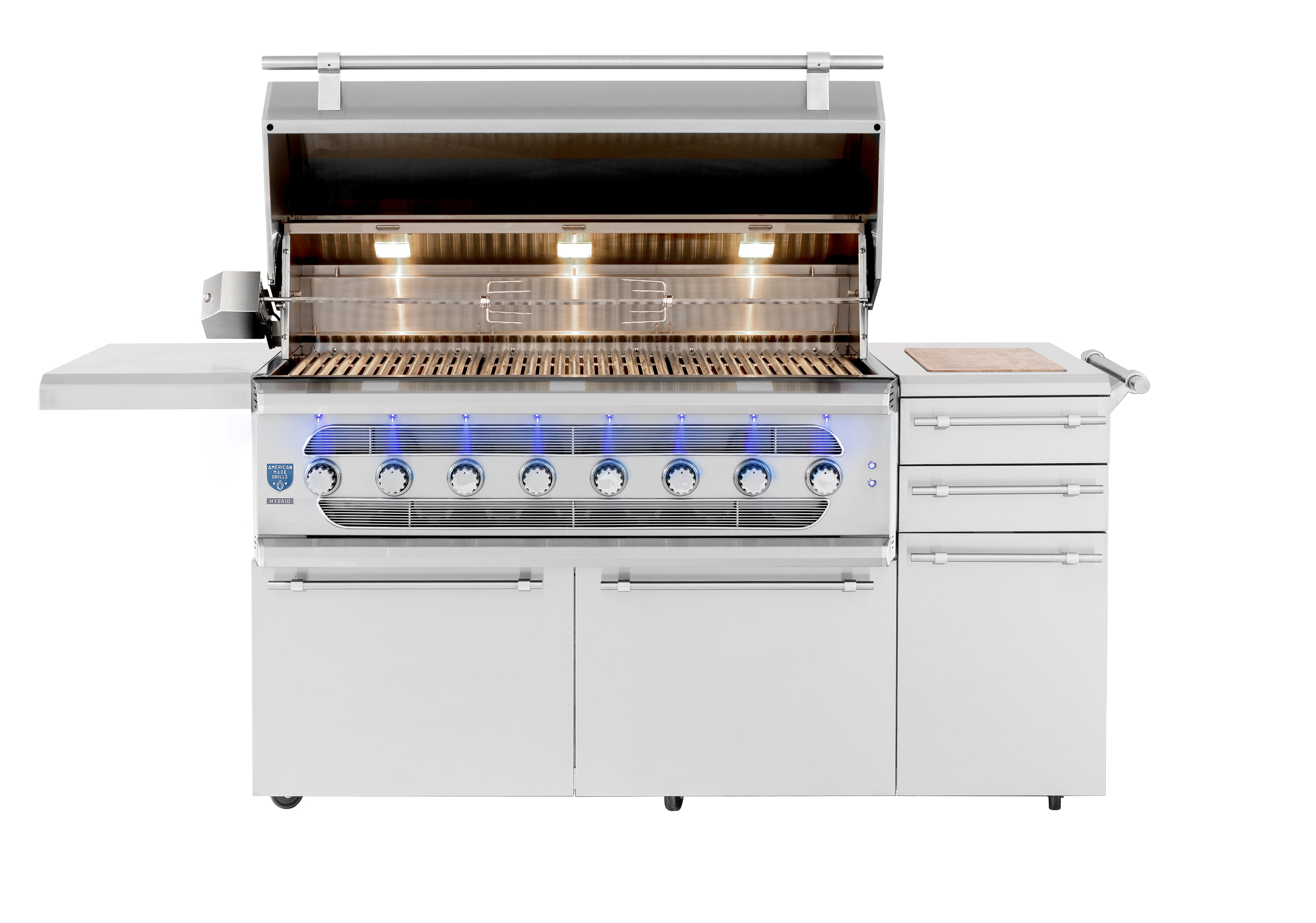 American Made Grills – Muscle 54″ Freestanding Hybrid Outdoor Grill – Premium 5-Fuel System