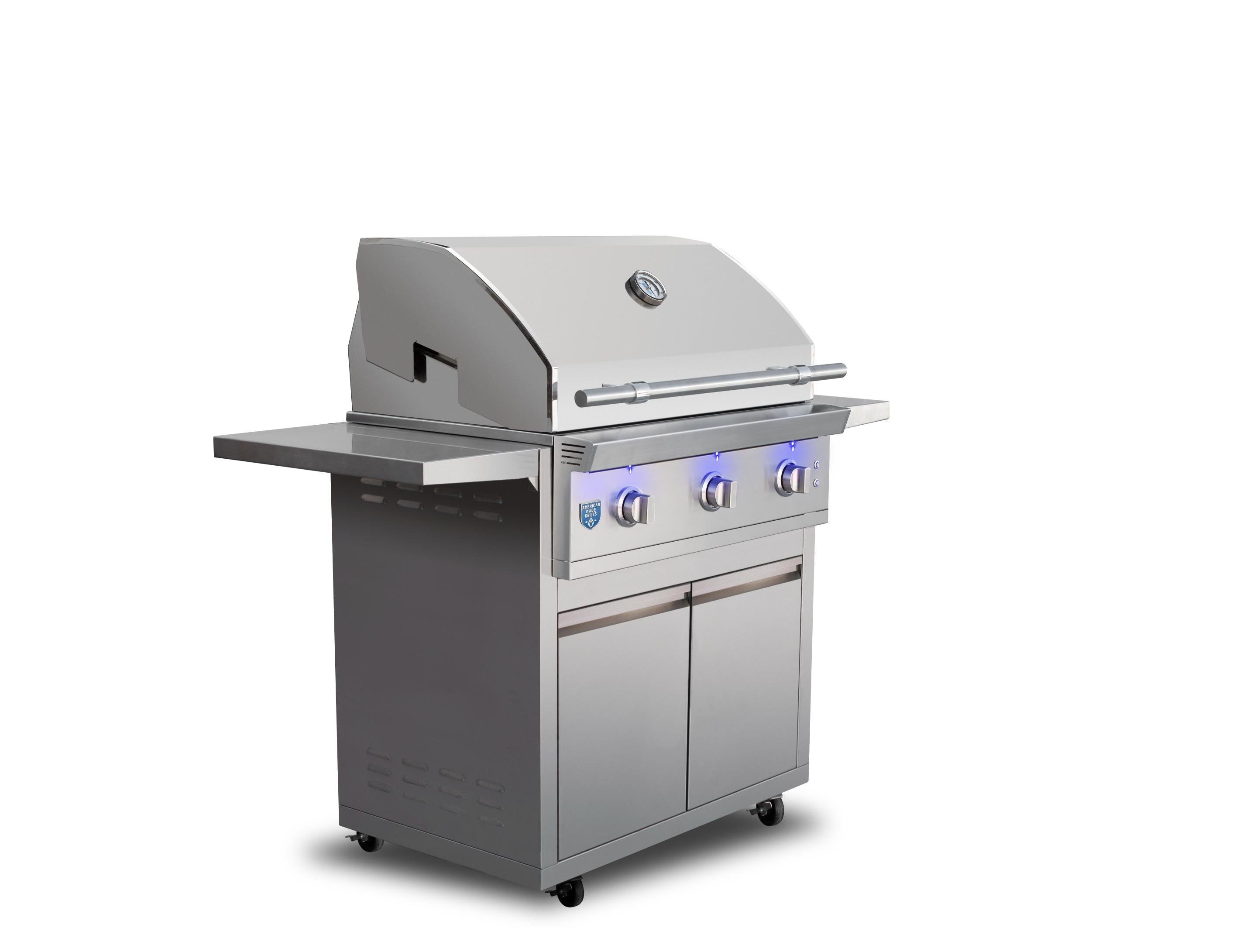 American Made Grills – Atlas 36″ Freestanding Outdoor Grill with Briquette Trays – Stainless Steel