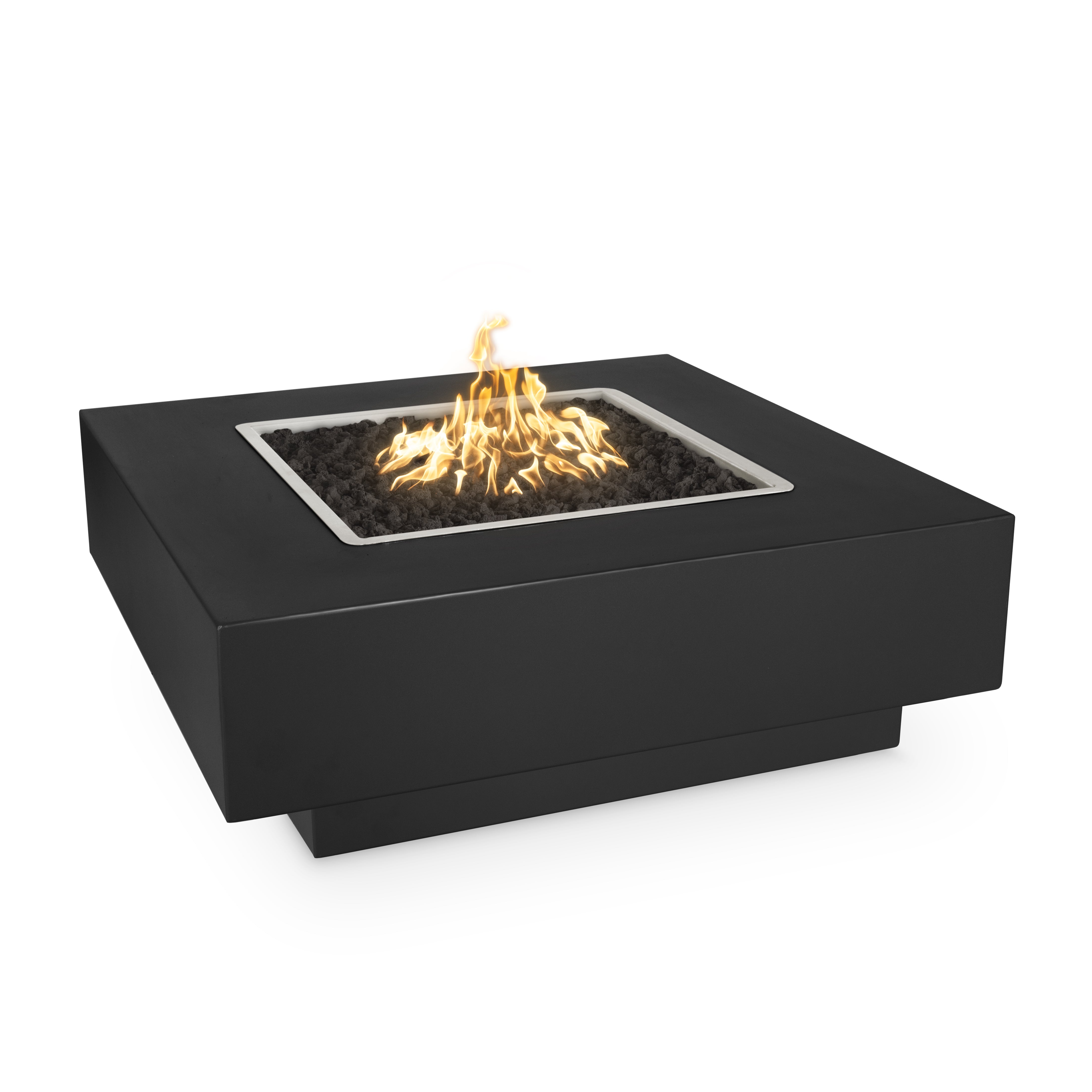 Cabo Square Outdoor Fire Pit Table – Black Powder-Coated Metal – Liquid Propane