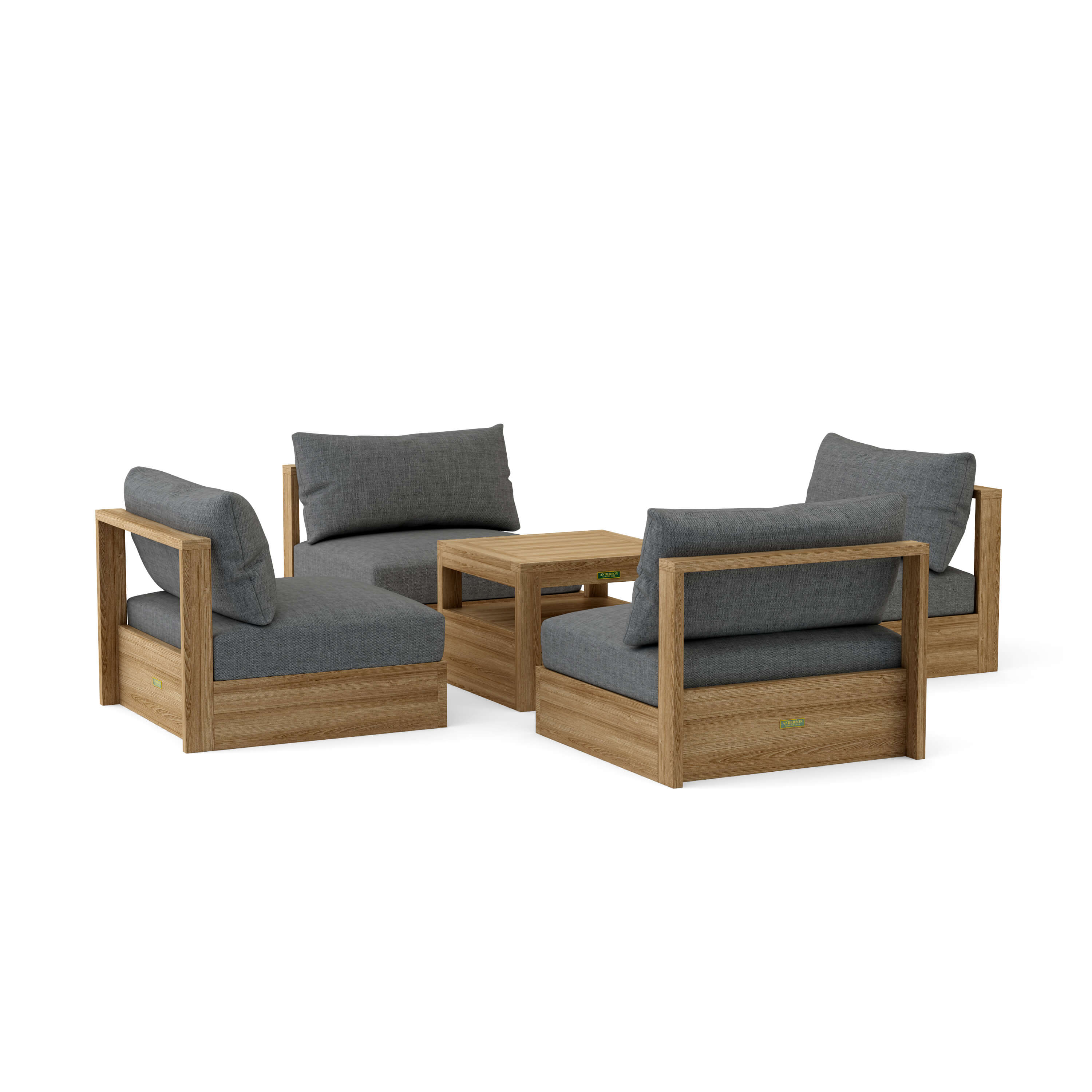 Copacabana Modular Deep Seating (SET-151) – A-Grade Teak Solid Wood Sectional by Anderson Teak
