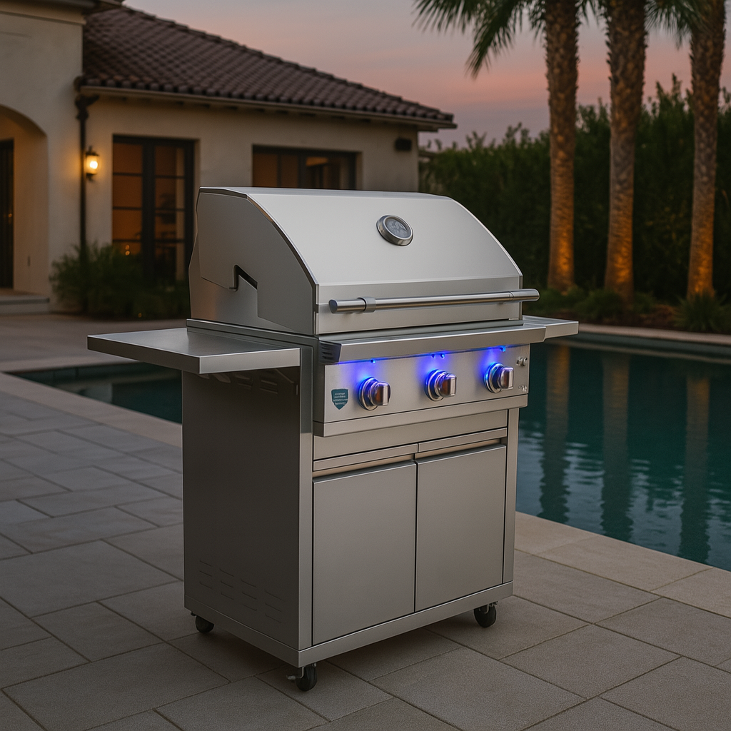American Made Grills – Atlas 36″ Freestanding Outdoor Grill with Briquette Trays – Stainless Steel