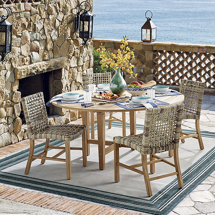 Alora Haven 7-Piece Round Dining Set in Natural Teak & Driftwood Wicker