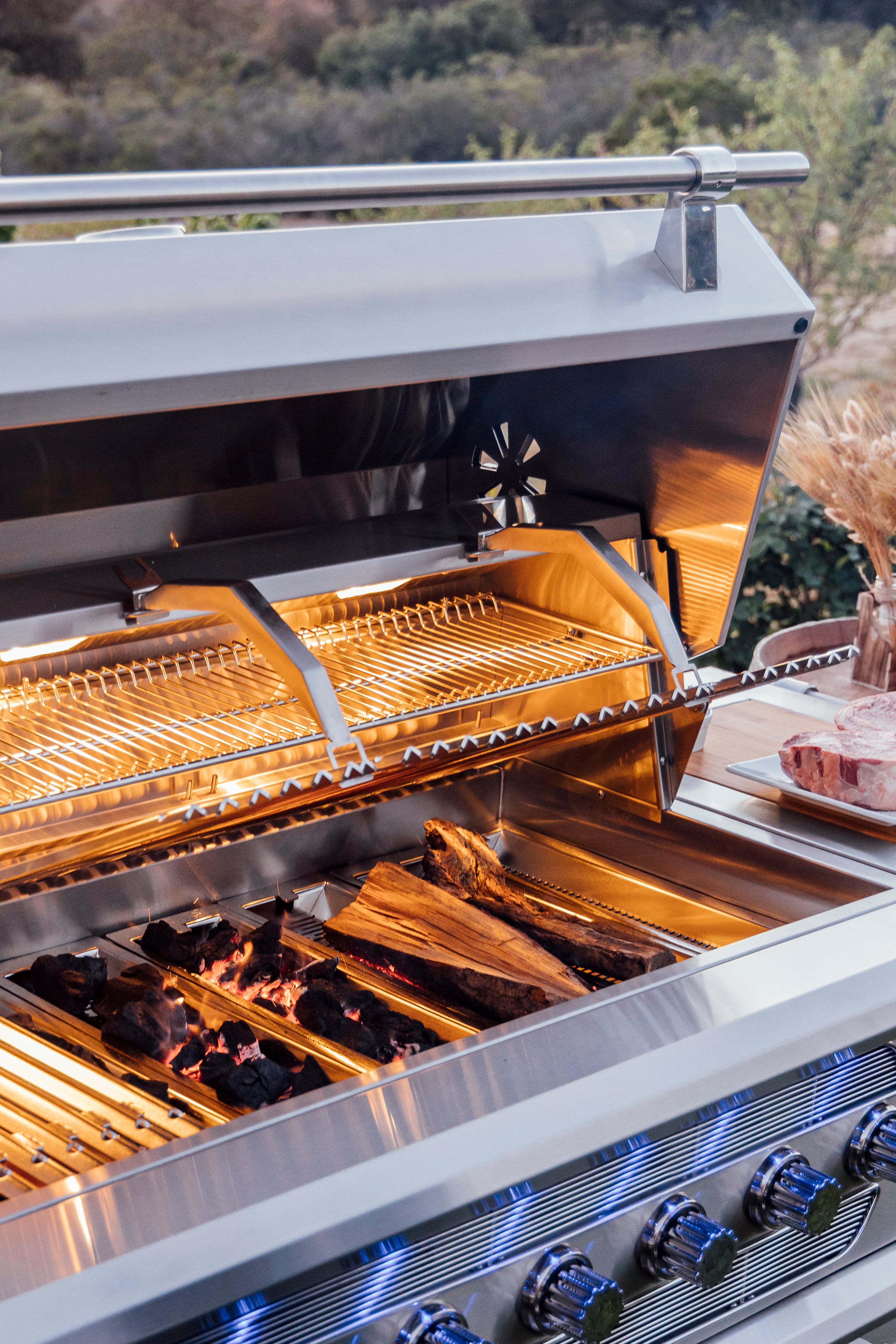 American Made Grills – Muscle 54″ Freestanding Hybrid Outdoor Grill – Premium 5-Fuel System
