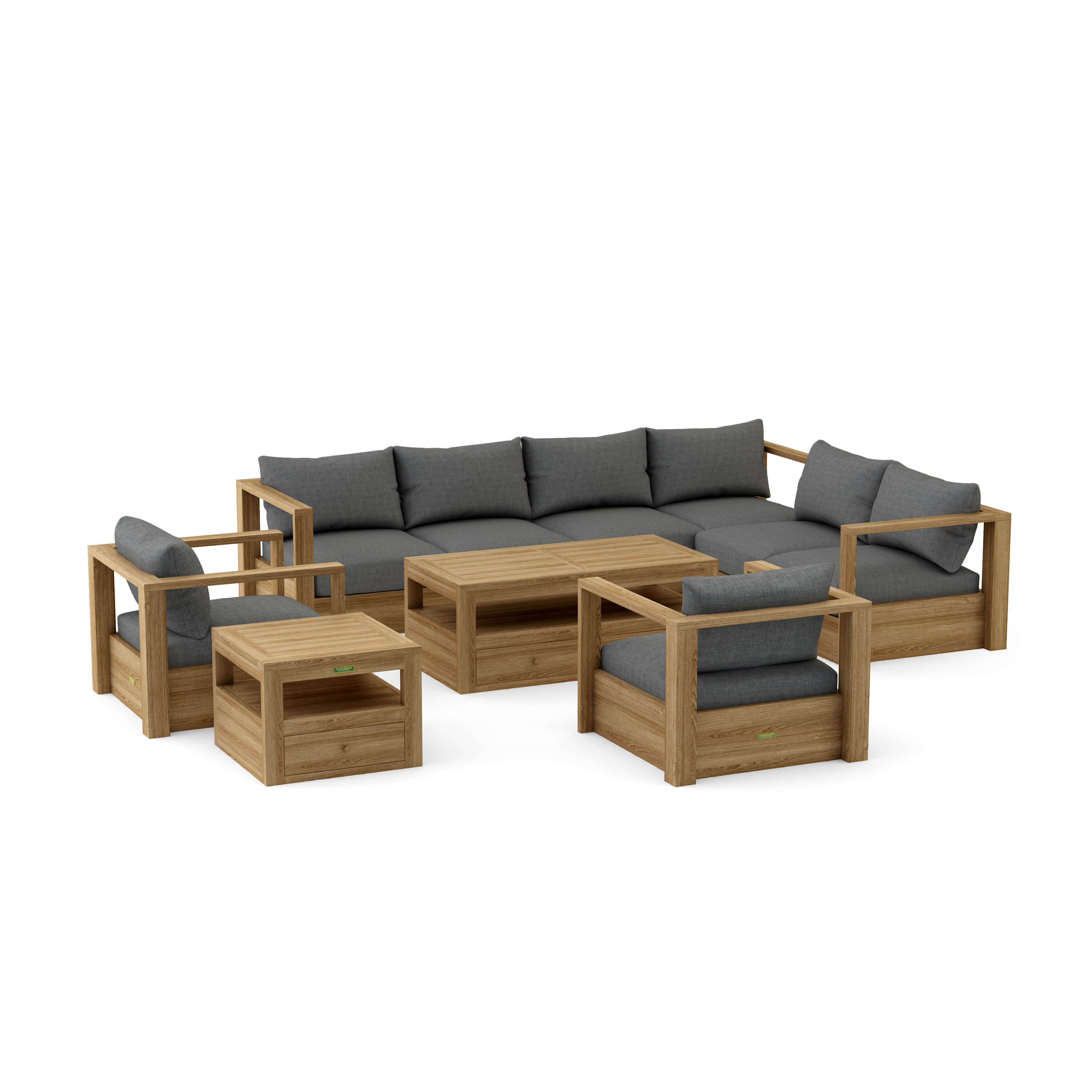 Copacabana Modular Deep Seating (SET-153) – A-Grade Teak Solid Wood Sectional by Anderson Teak