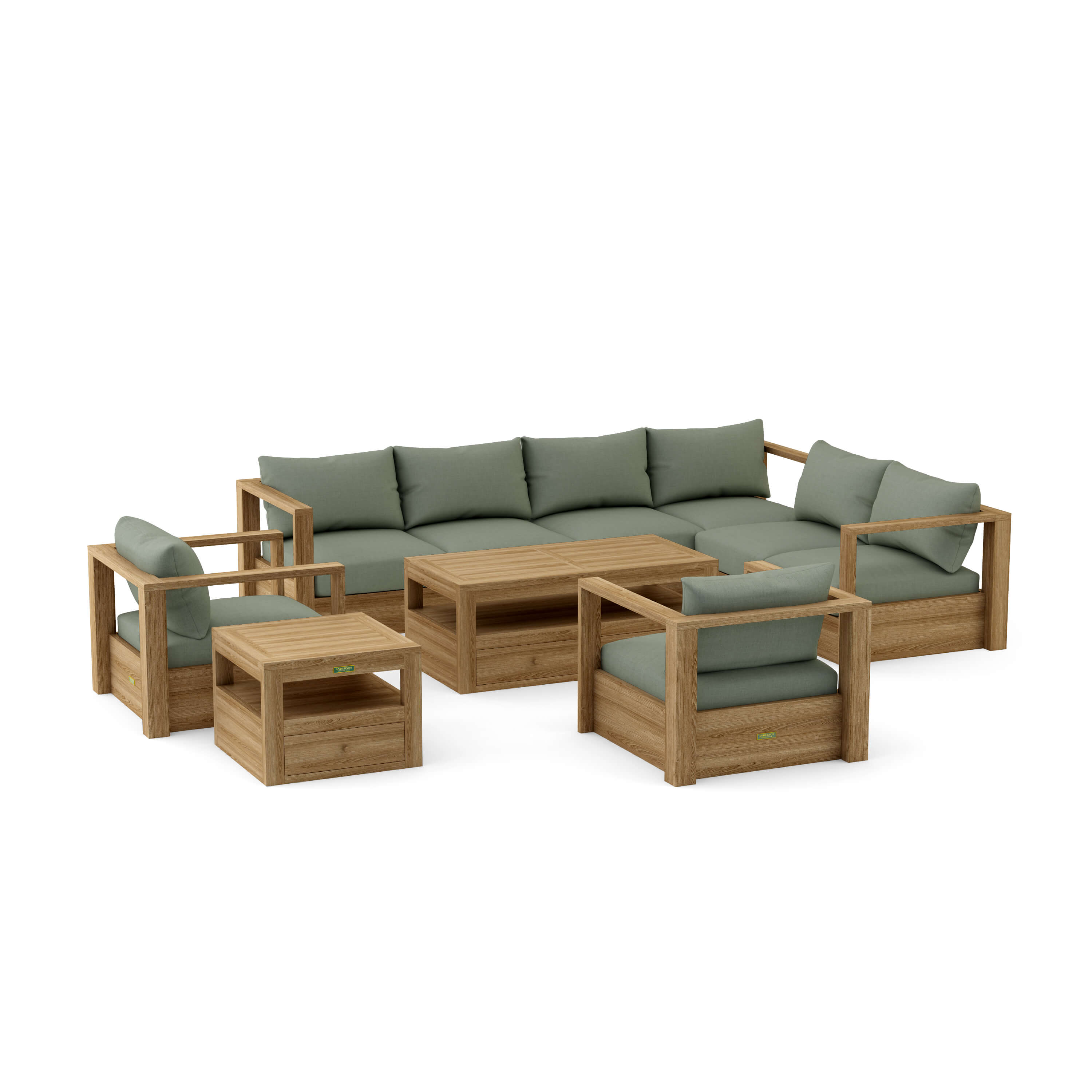 Copacabana Modular Deep Seating (SET-153) – A-Grade Teak Solid Wood Sectional by Anderson Teak