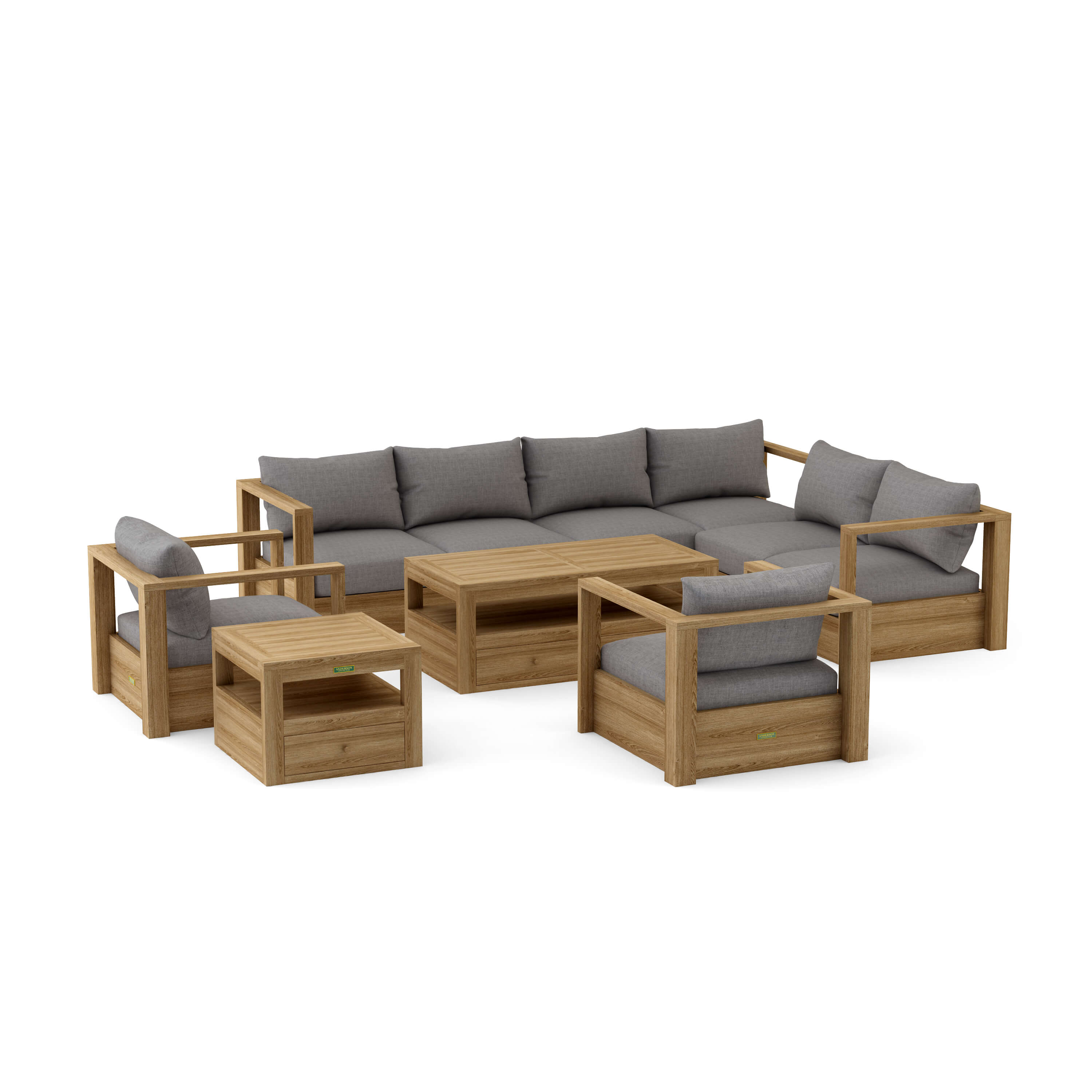 Copacabana Modular Deep Seating (SET-153) – A-Grade Teak Solid Wood Sectional by Anderson Teak
