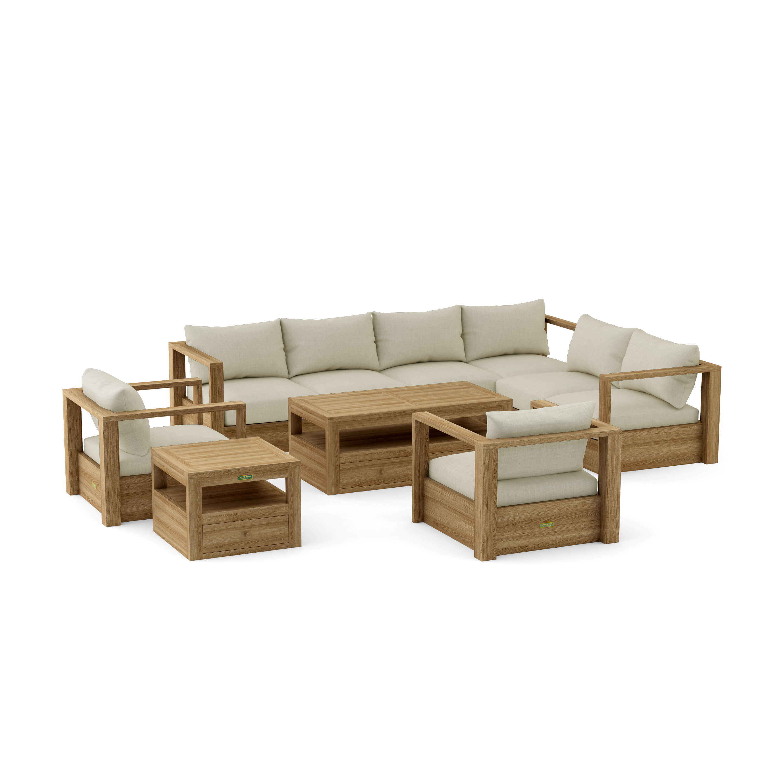 Copacabana Modular Deep Seating (SET-153) – A-Grade Teak Solid Wood Sectional by Anderson Teak