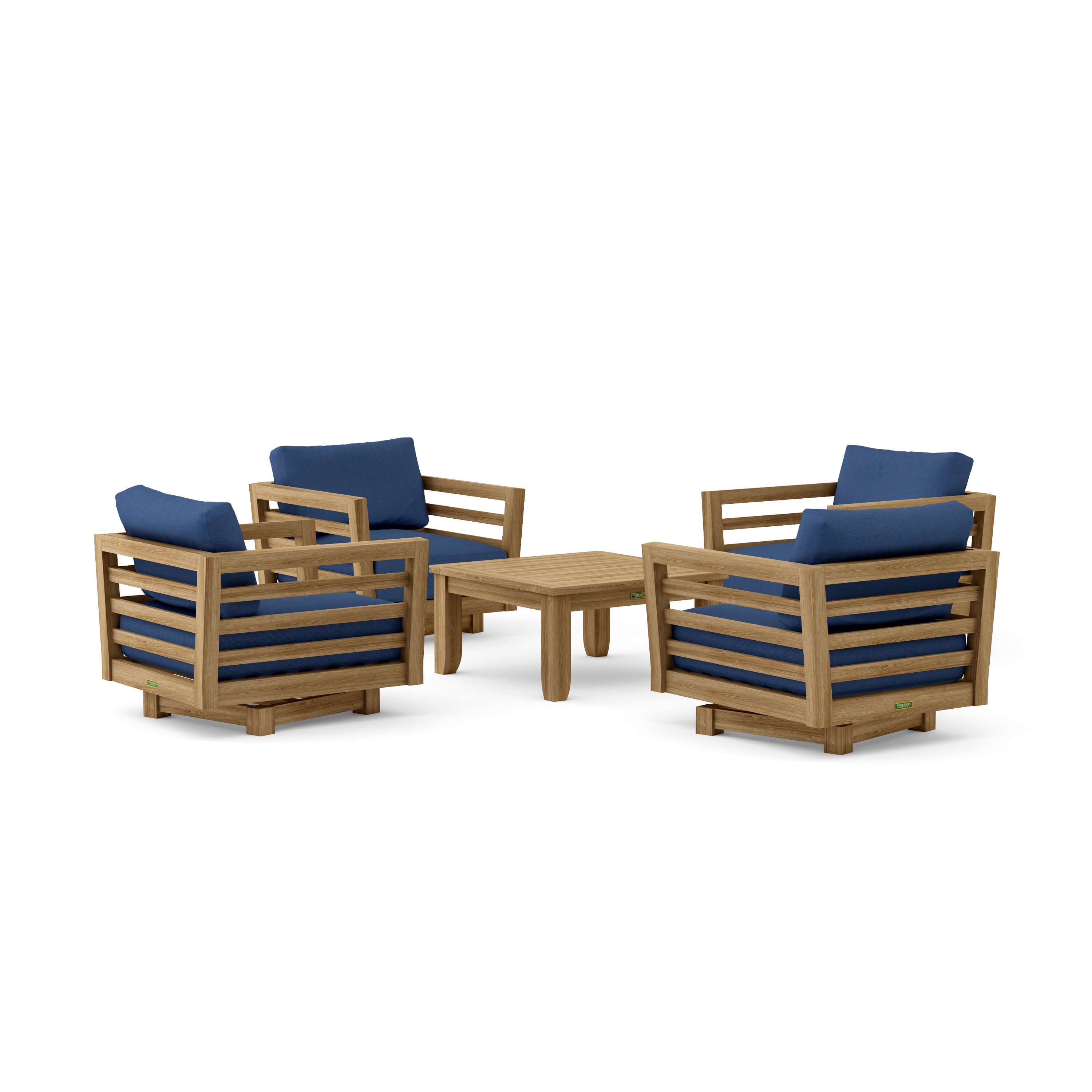 Cordoba 5 Piece Deep Seating Swivel Set (SET 162) – A Grade Teak Solid Wood Outdoor Lounge by Anderson Teak