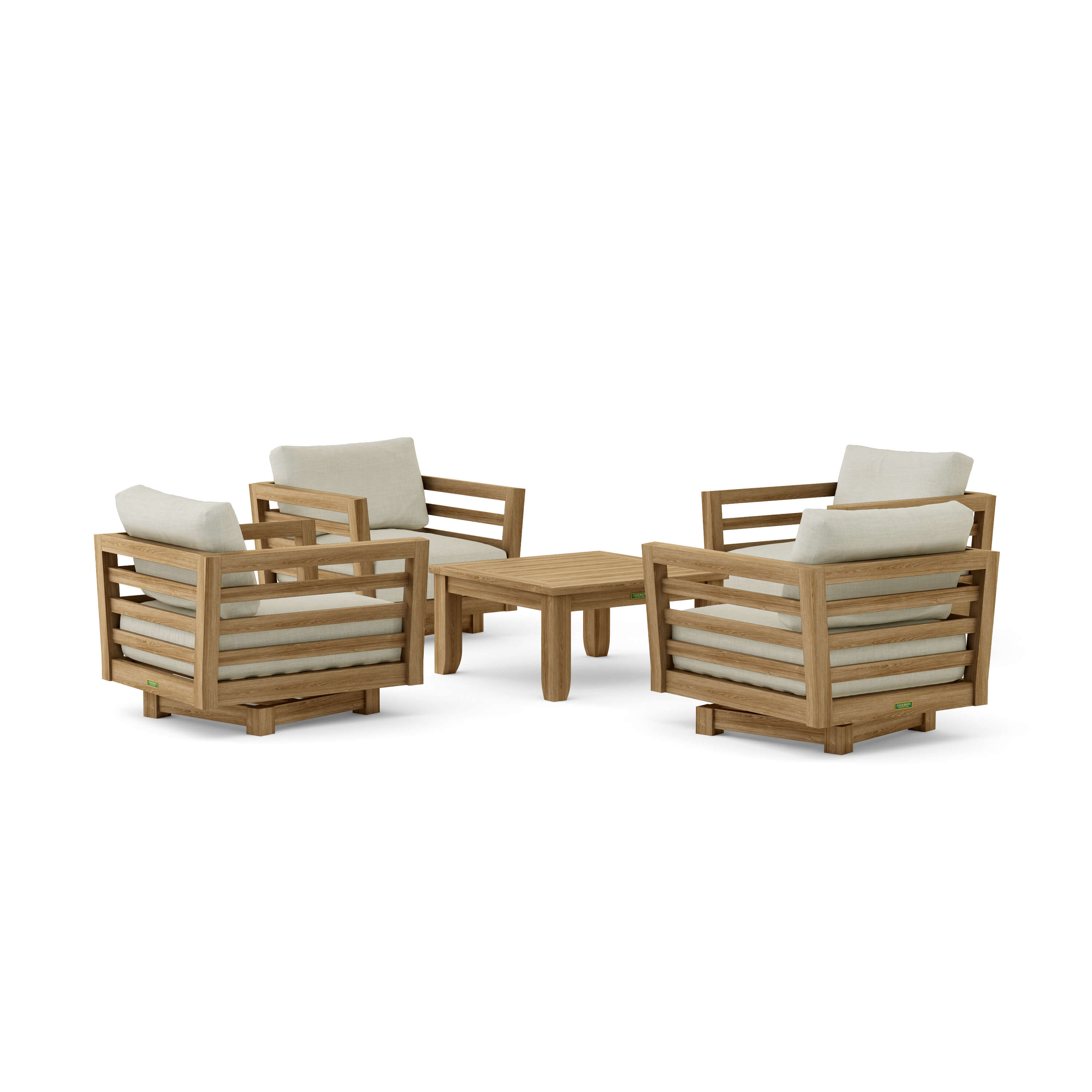 Cordoba 5 Piece Deep Seating Swivel Set (SET 162) – A Grade Teak Solid Wood Outdoor Lounge by Anderson Teak