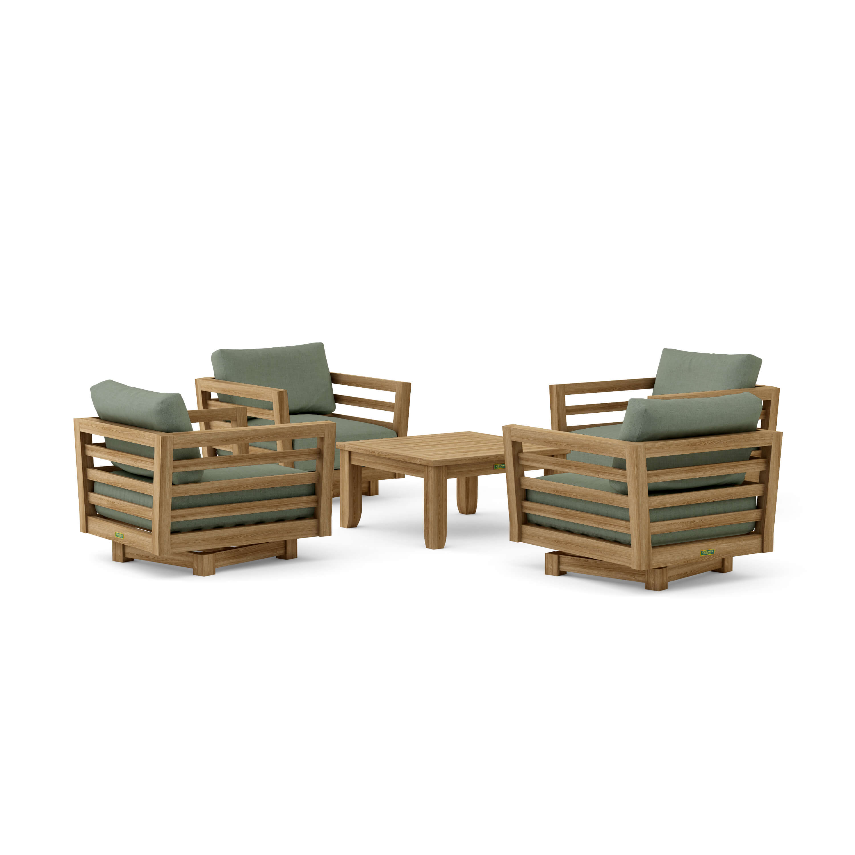 Cordoba 5 Piece Deep Seating Swivel Set (SET 162) – A Grade Teak Solid Wood Outdoor Lounge by Anderson Teak