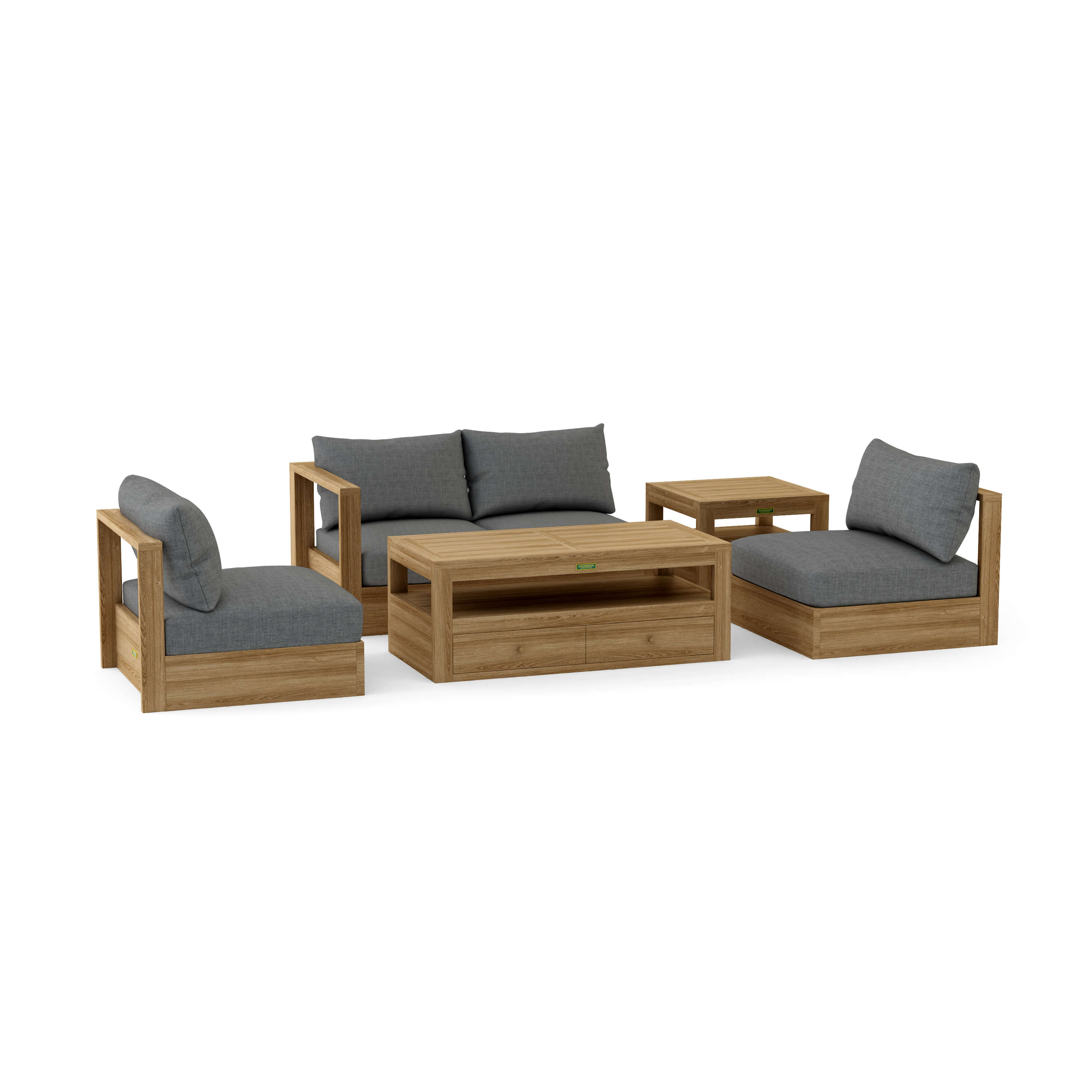 Copacabana Modular Deep Seating (SET-152) – A-Grade Teak Solid Wood Sectional by Anderson Teak