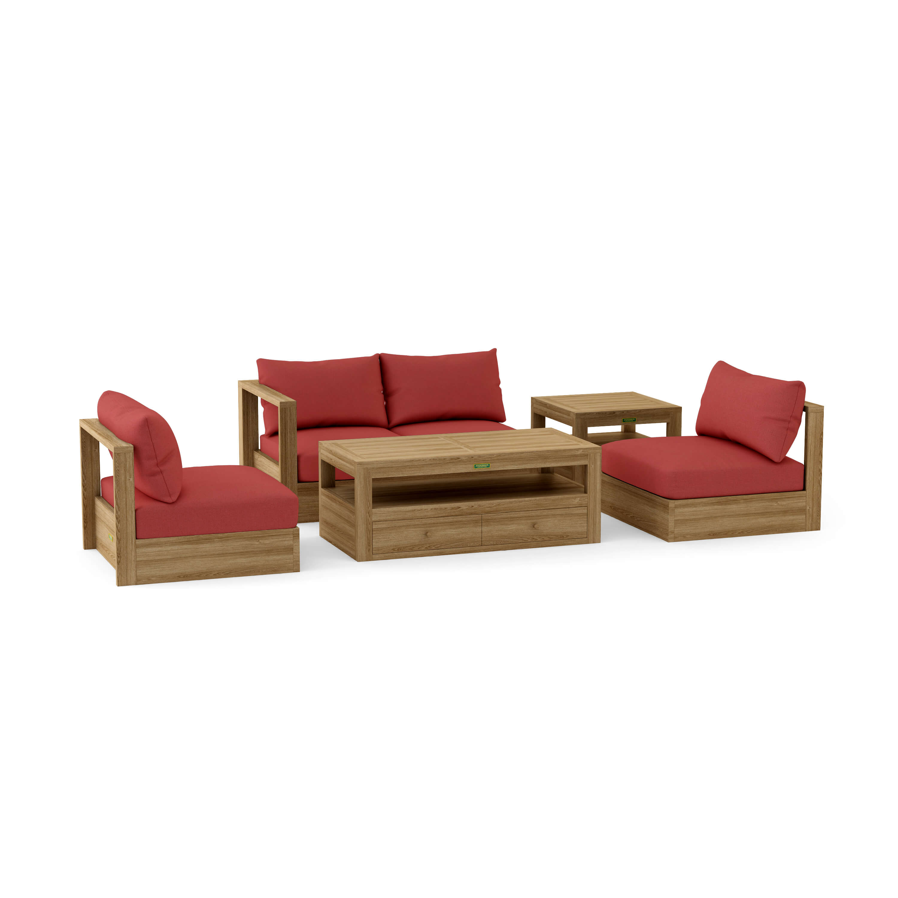 Copacabana Modular Deep Seating (SET-152) – A-Grade Teak Solid Wood Sectional by Anderson Teak