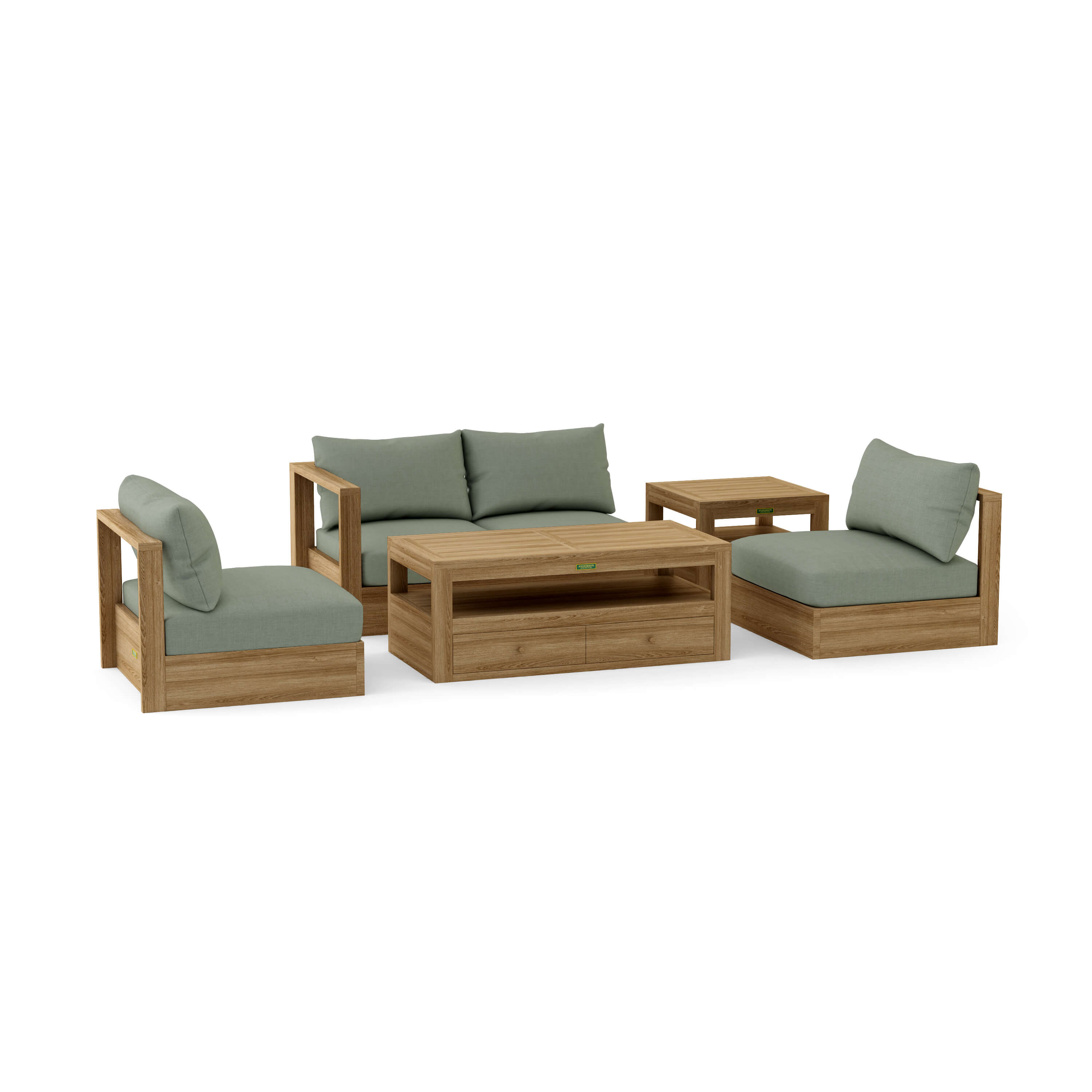 Copacabana Modular Deep Seating (SET-152) – A-Grade Teak Solid Wood Sectional by Anderson Teak