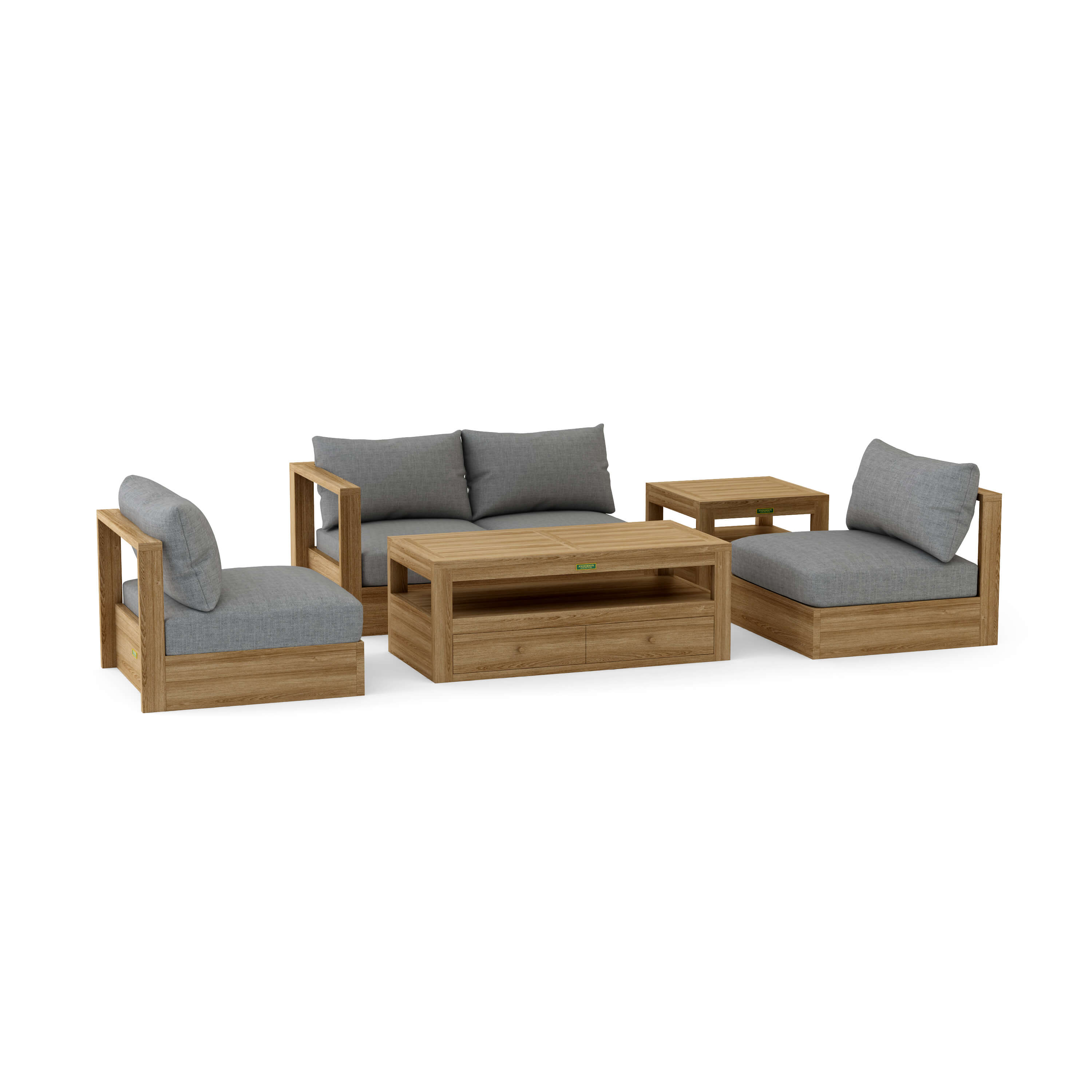 Copacabana Modular Deep Seating (SET-152) – A-Grade Teak Solid Wood Sectional by Anderson Teak