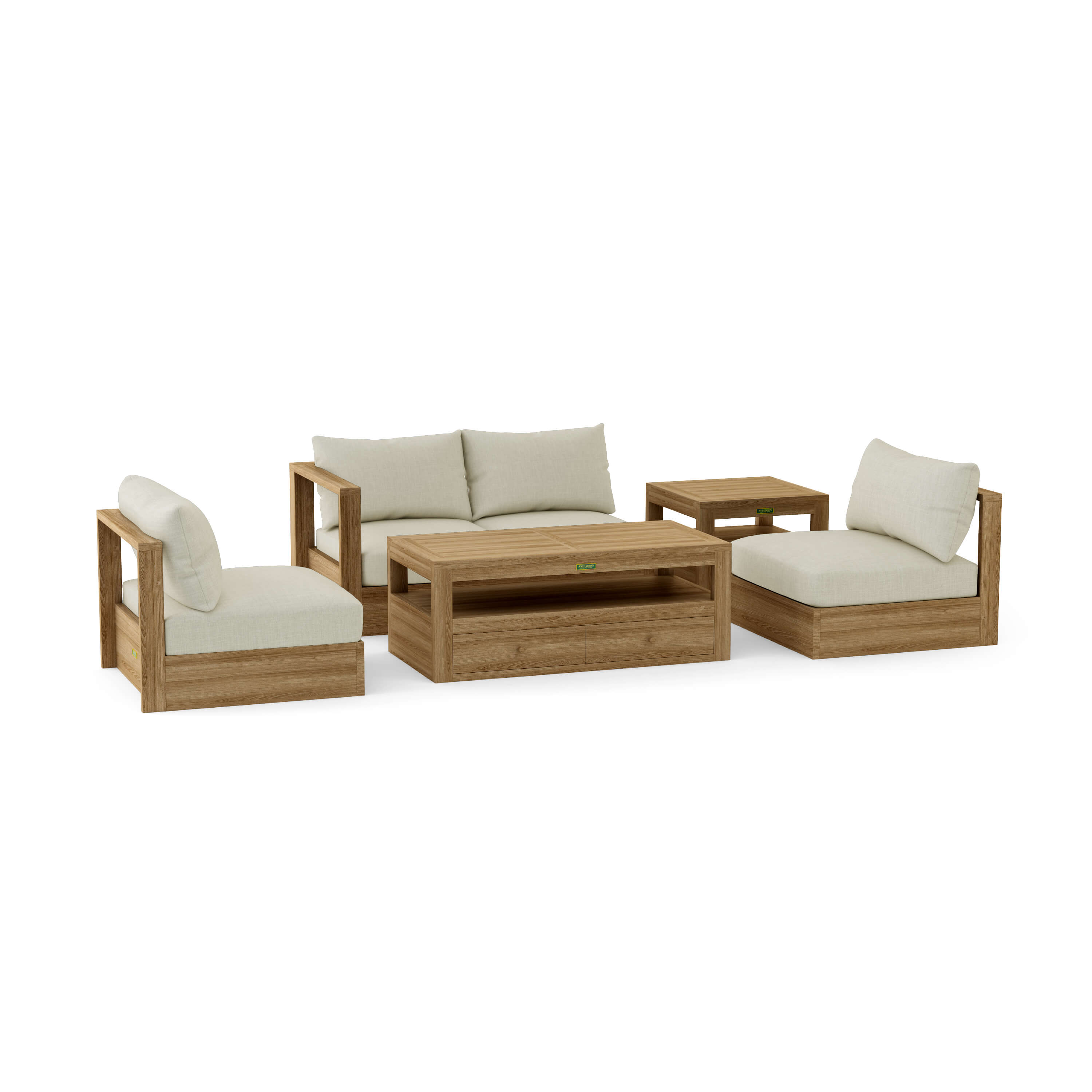 Copacabana Modular Deep Seating (SET-152) – A-Grade Teak Solid Wood Sectional by Anderson Teak