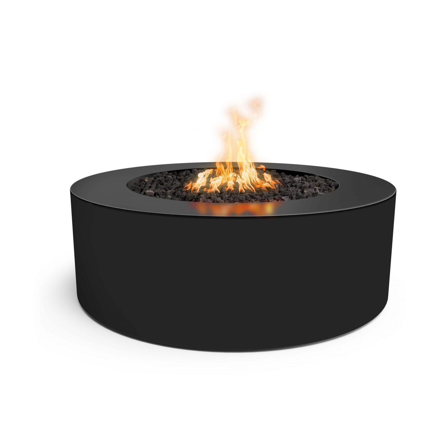 Unity Round Outdoor Fire Pit Table – Black Powder-Coated Metal – Liquid Propane by The Outdoor Plus