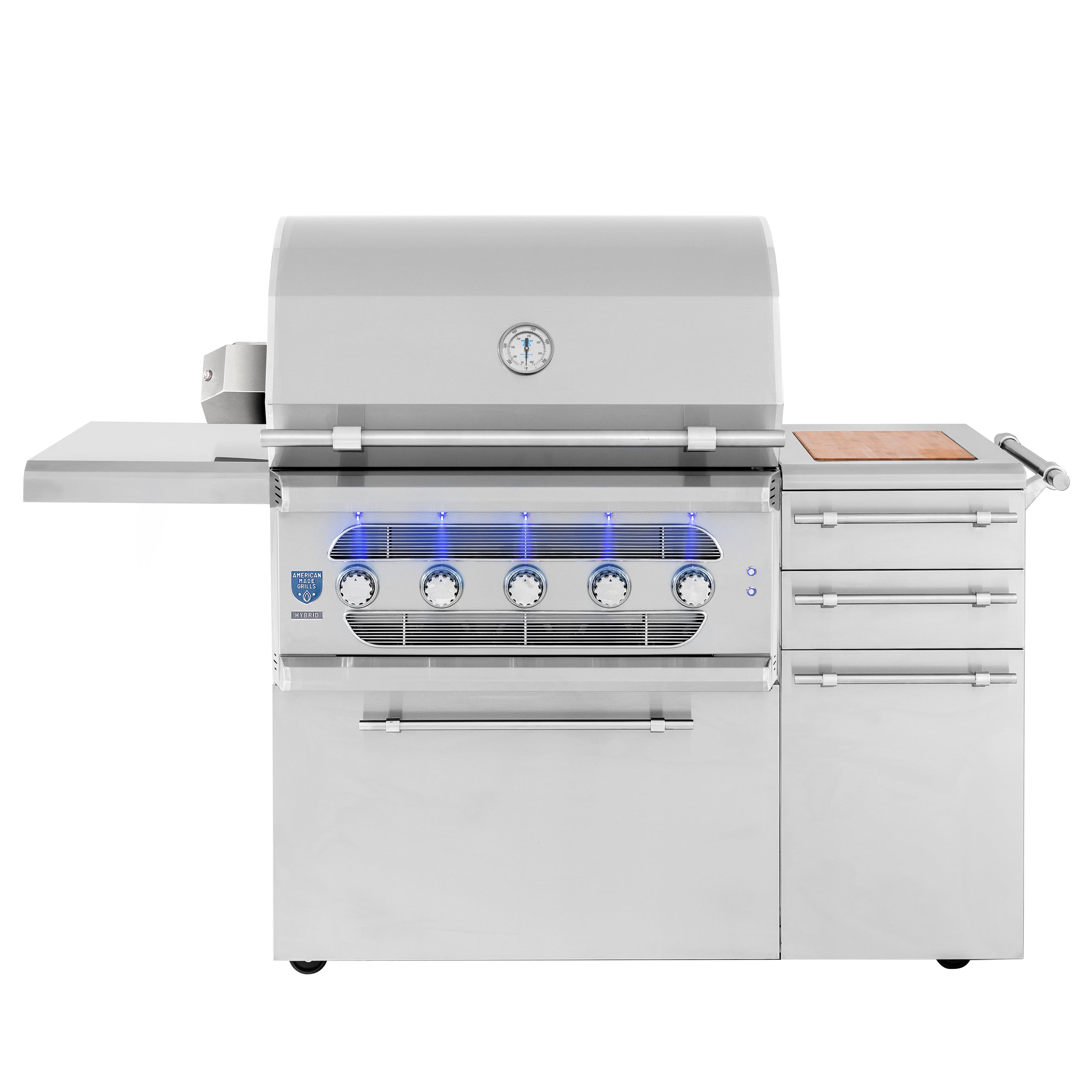 American Made Grills – Muscle 36″ Freestanding Hybrid Outdoor Grill – Premium 5-Fuel System