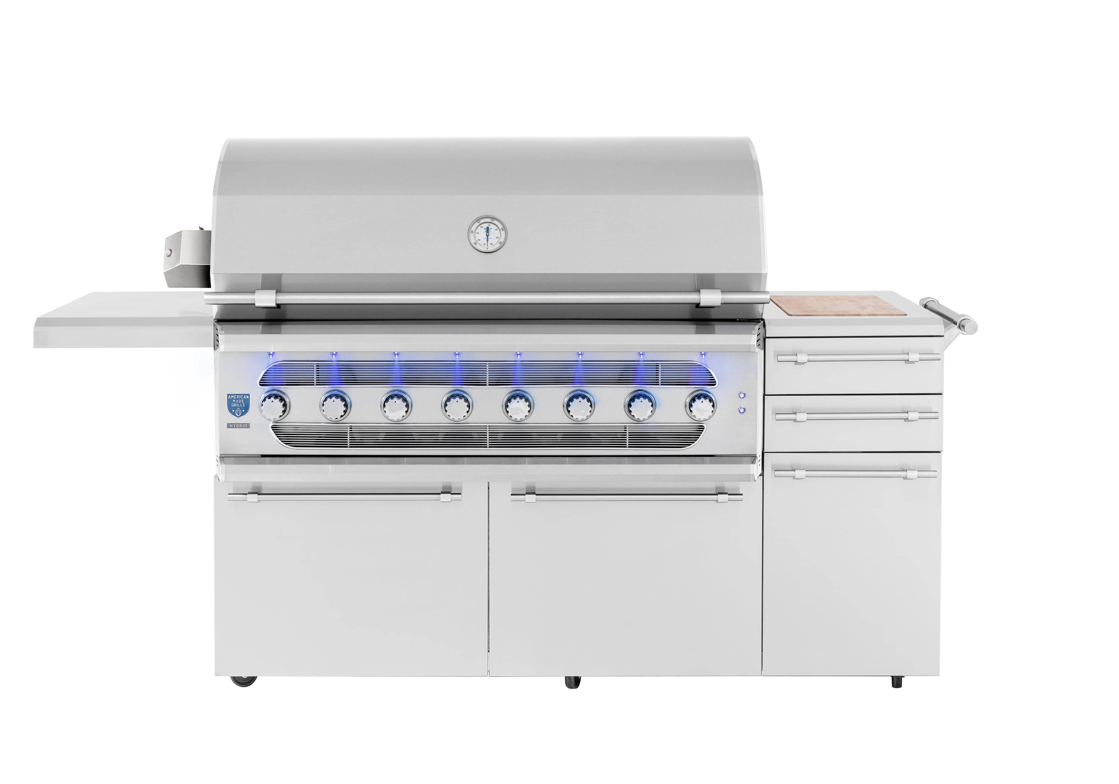 American Made Grills – Muscle 54″ Freestanding Hybrid Outdoor Grill – Premium 5-Fuel System
