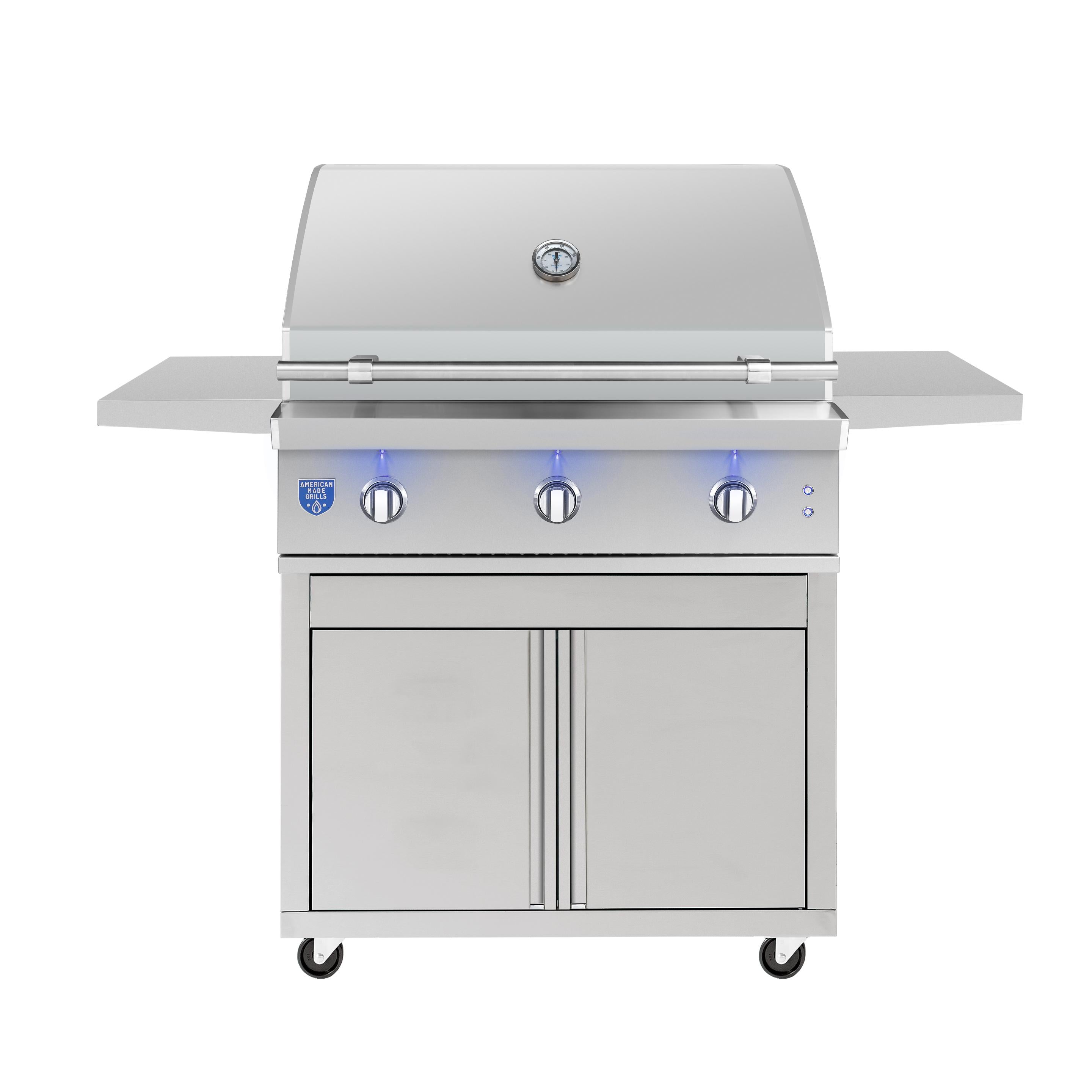 American Made Grills – Atlas 36″ Freestanding Outdoor Grill with Briquette Trays – Stainless Steel