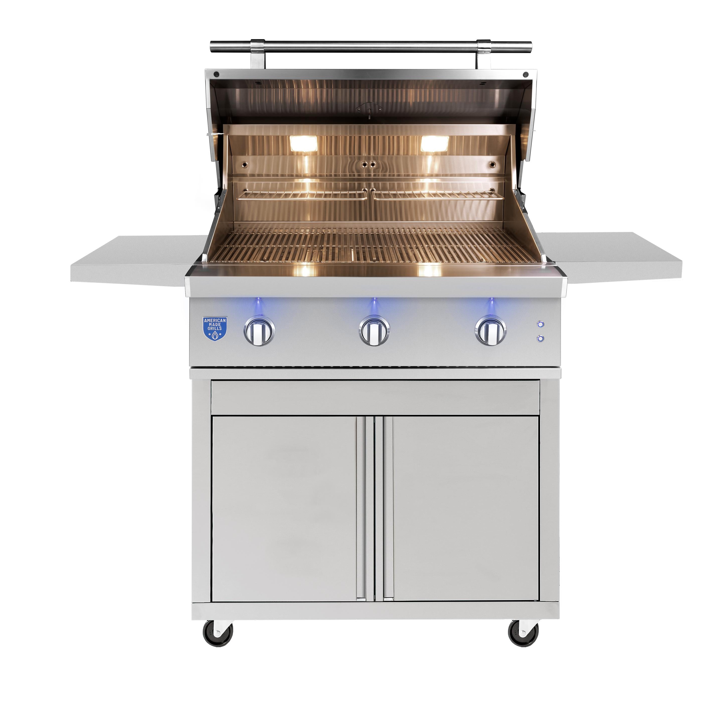 American Made Grills – Atlas 36″ Freestanding Outdoor Grill with Briquette Trays – Stainless Steel