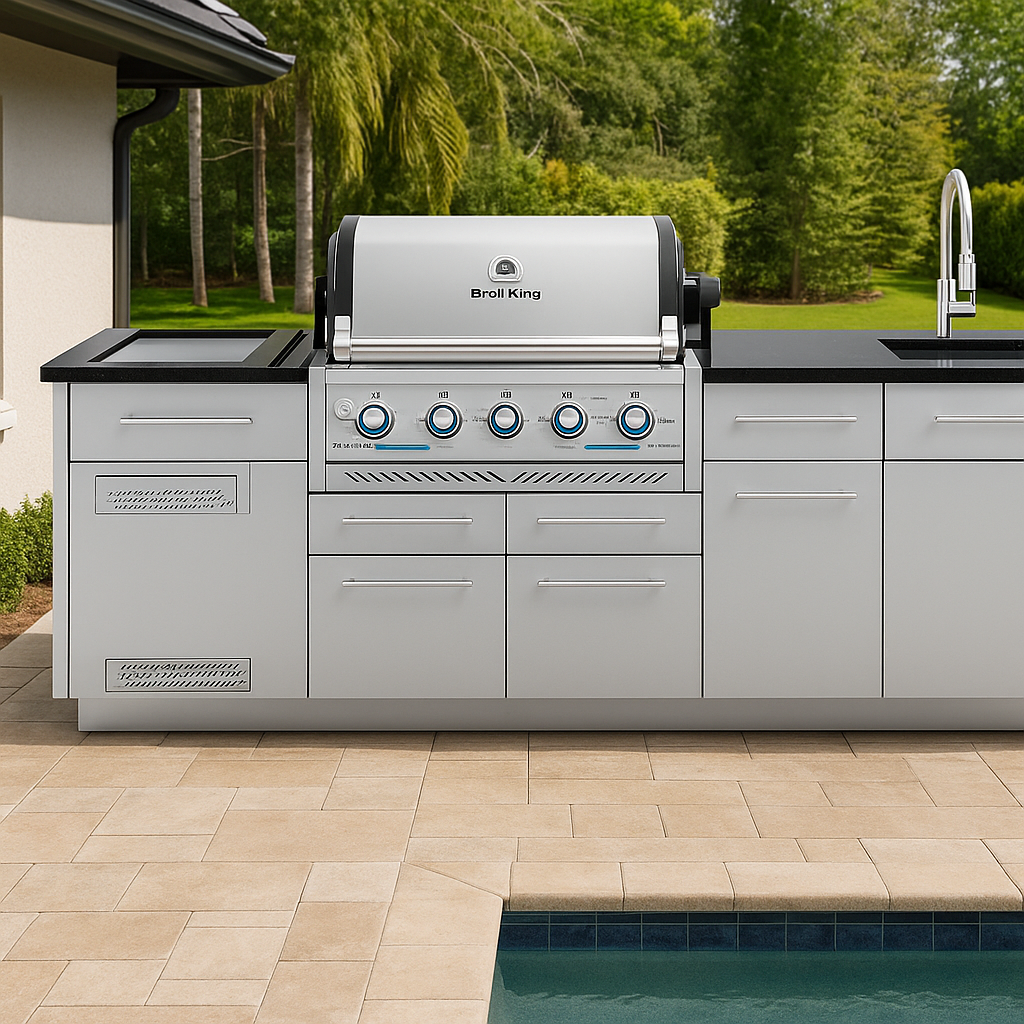 StoneVive 8' Outdoor Kitchen Island with S590i Grill & Side Burner