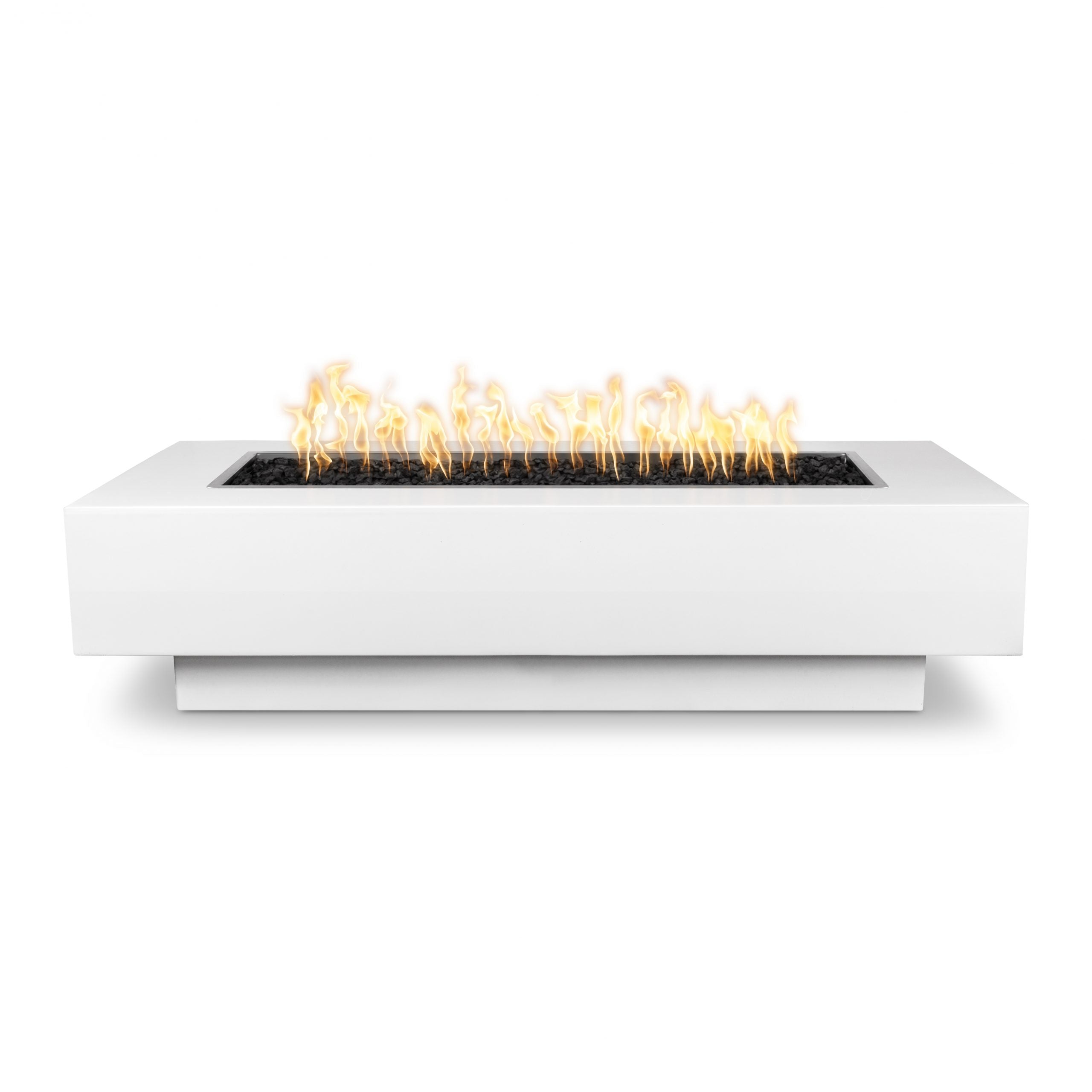 Coronado Rectangular Outdoor Fire Pit Table – White Powder-Coated Metal – Liquid Propane by The Outdoor Plus