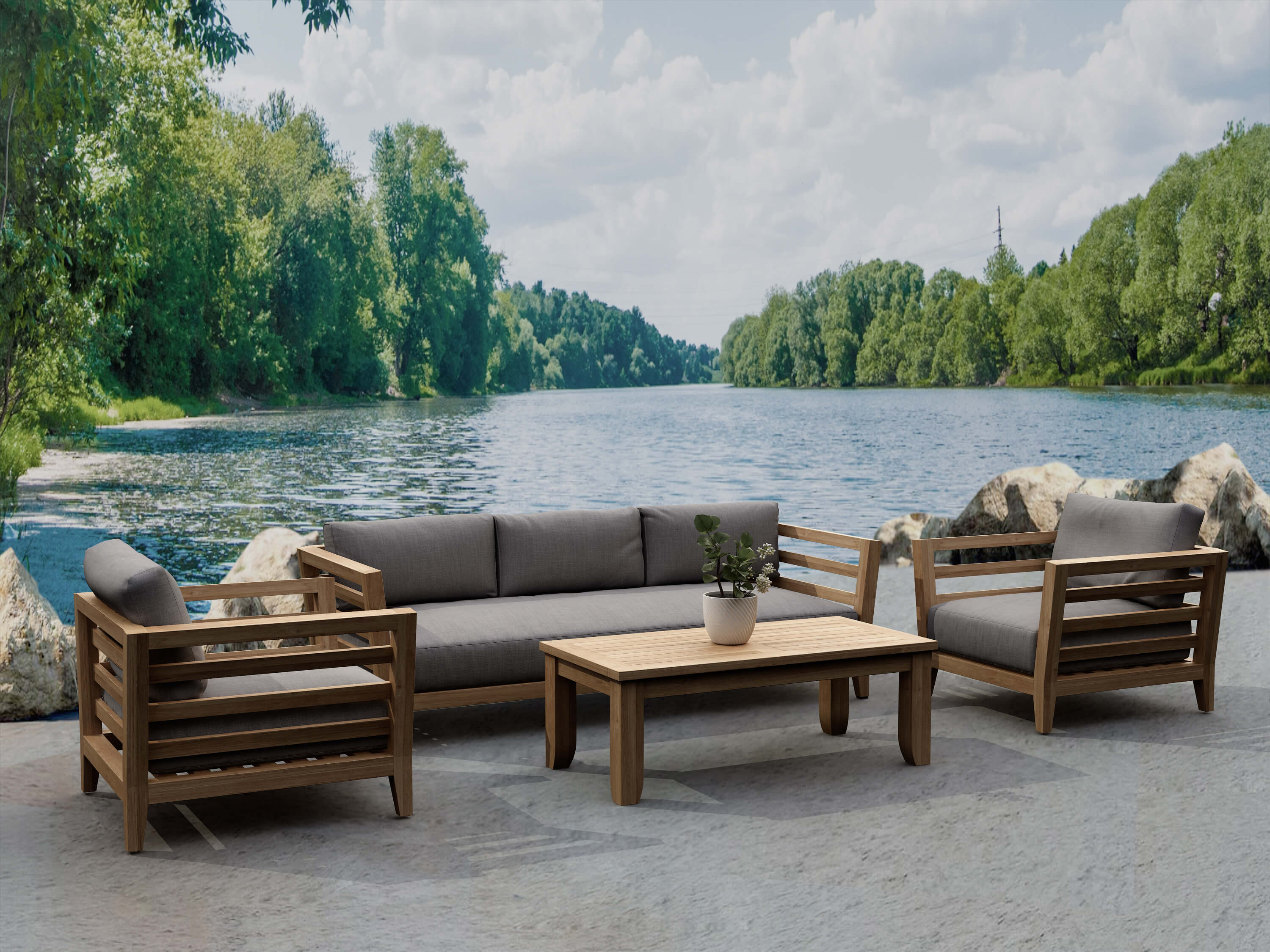 Cordoba 4 Piece Deep Seating Set (SET 160) – A Grade Teak Solid Wood Outdoor Lounge by Anderson Teak