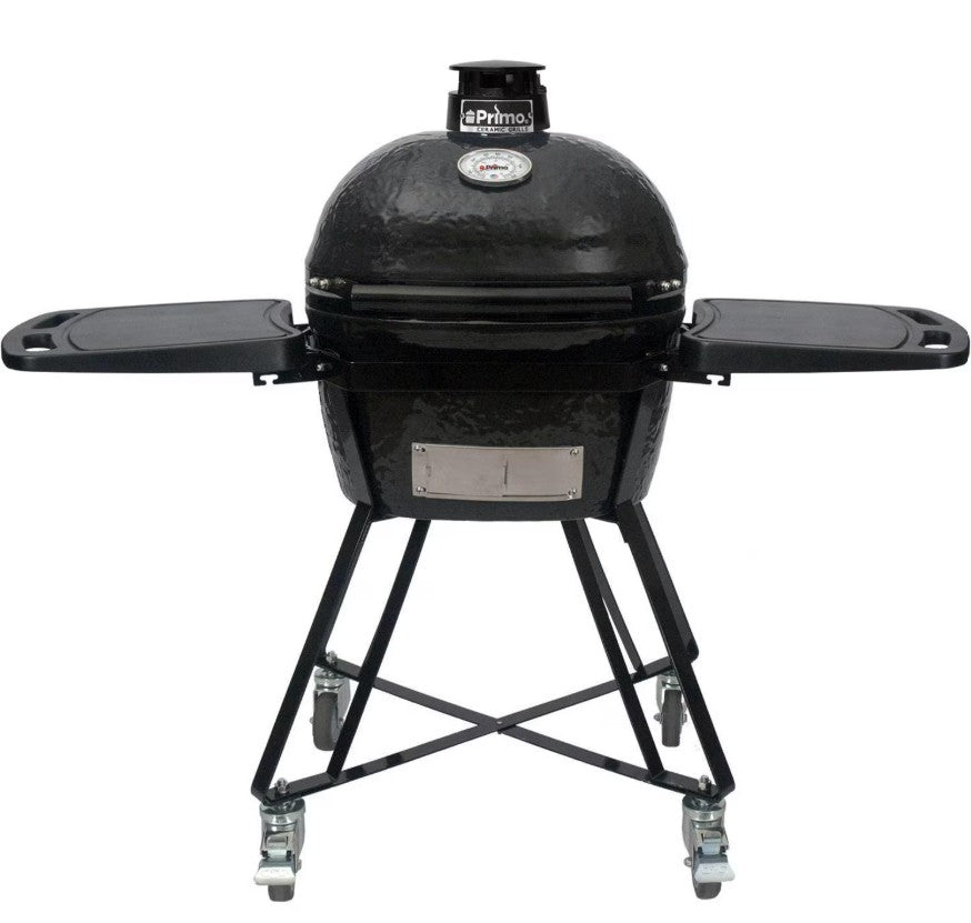 Primo Oval Junior 200 All-In-One Ceramic Kamado Grill with Cradle & Side Shelves