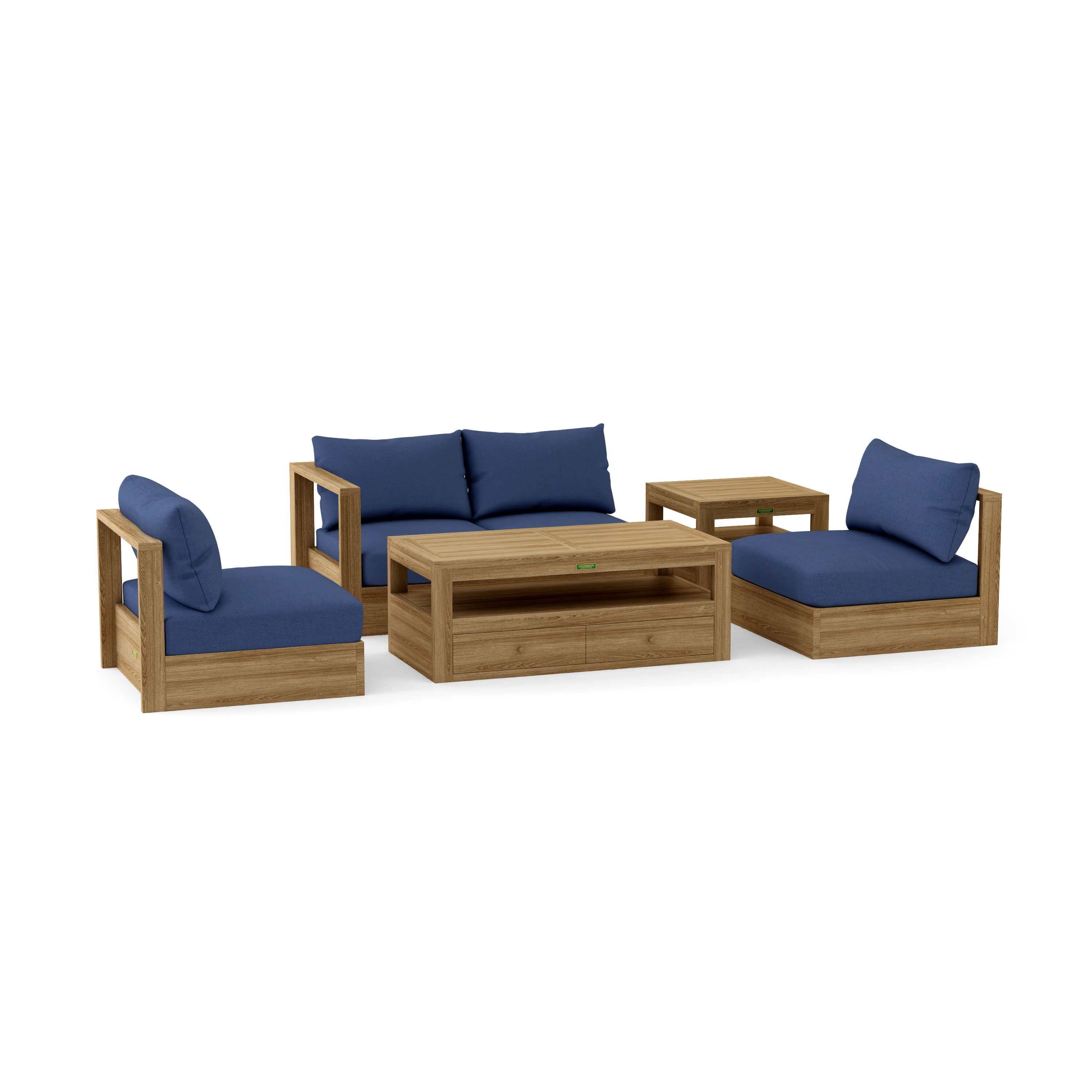 Copacabana Modular Deep Seating (SET-152) – A-Grade Teak Solid Wood Sectional by Anderson Teak