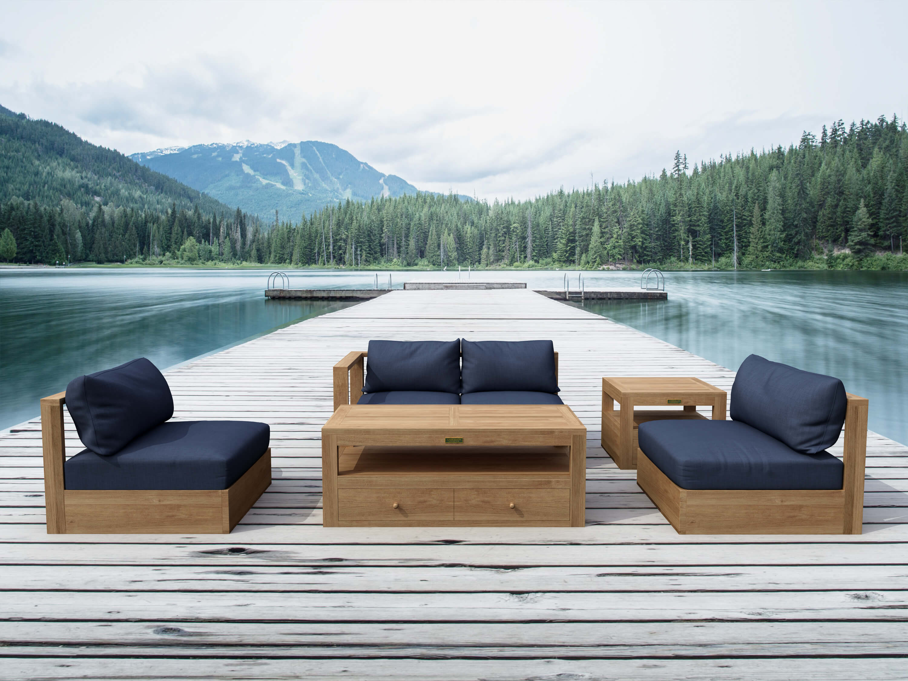 Copacabana Modular Deep Seating (SET-152) – A-Grade Teak Solid Wood Sectional by Anderson Teak