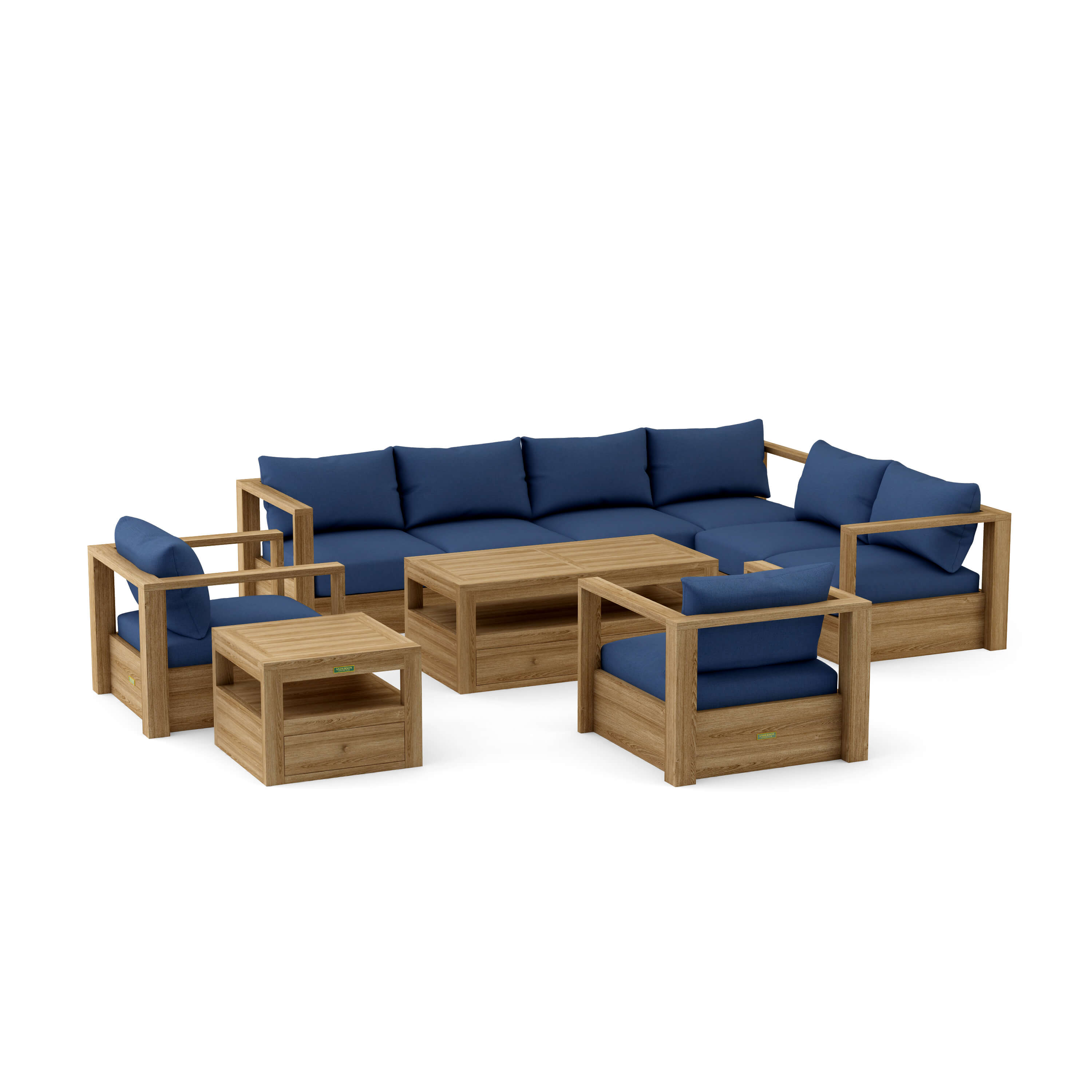 Copacabana Modular Deep Seating (SET-153) – A-Grade Teak Solid Wood Sectional by Anderson Teak