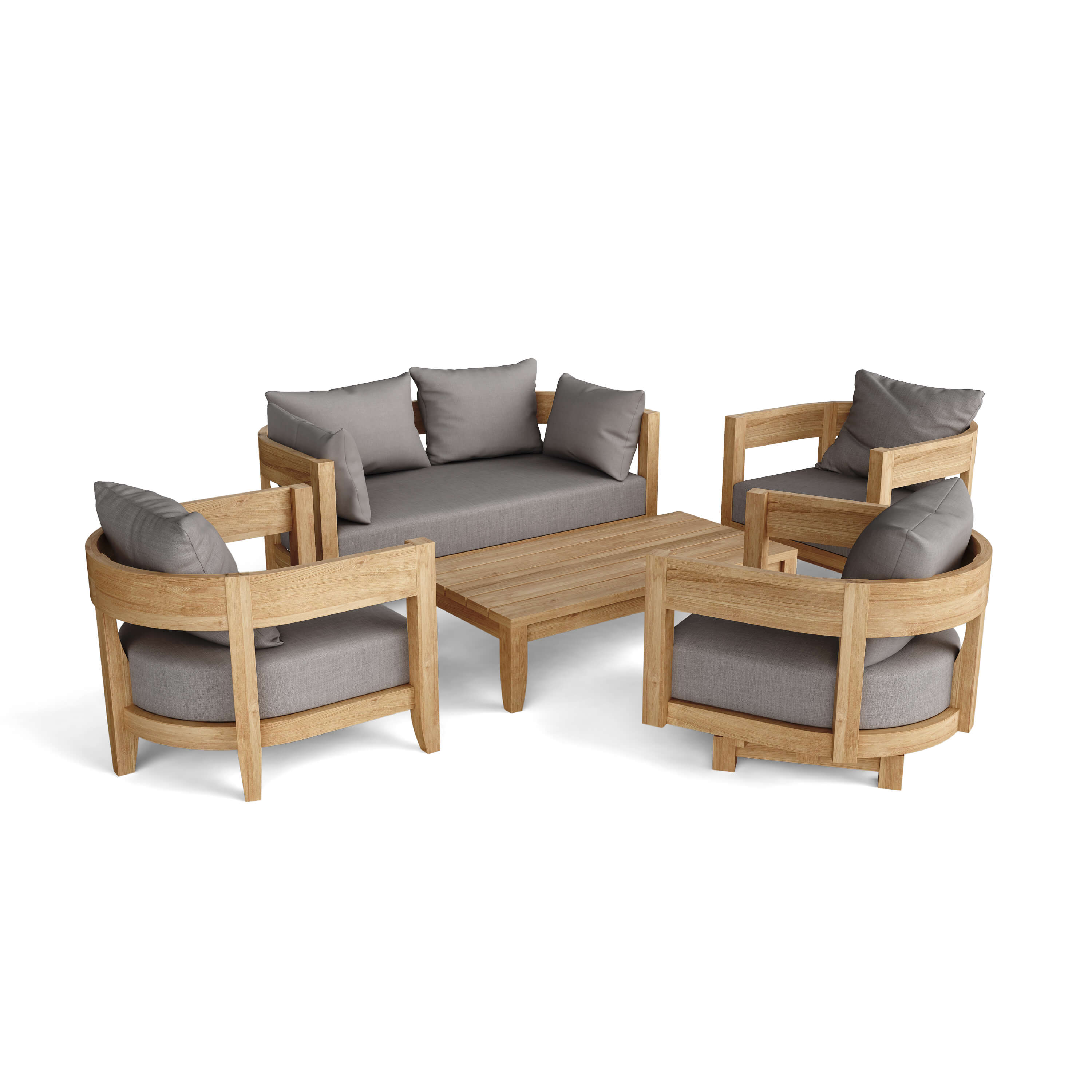 Coronado 5 Piece Deep Seating Set (SET 173) – A Grade Teak Solid Wood Outdoor Lounge by Anderson Teak