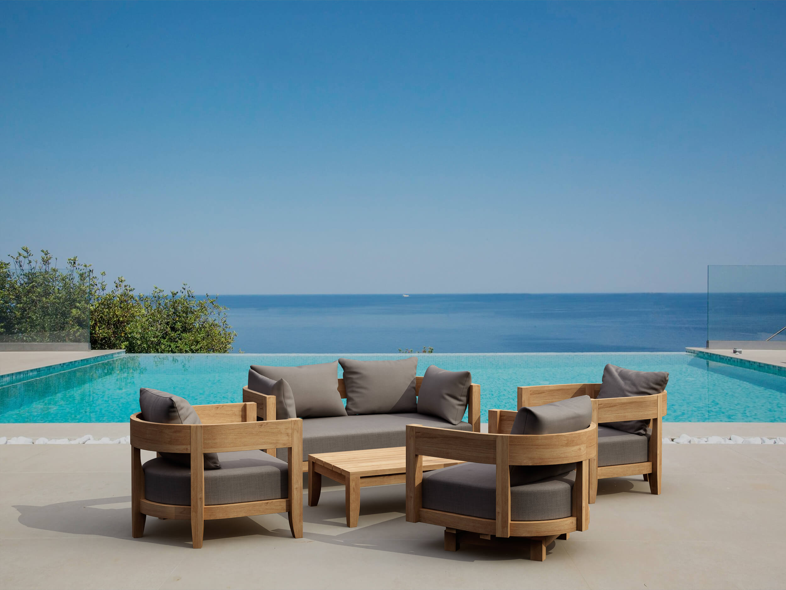 Coronado 5 Piece Deep Seating Set (SET 173) – A Grade Teak Solid Wood Outdoor Lounge by Anderson Teak