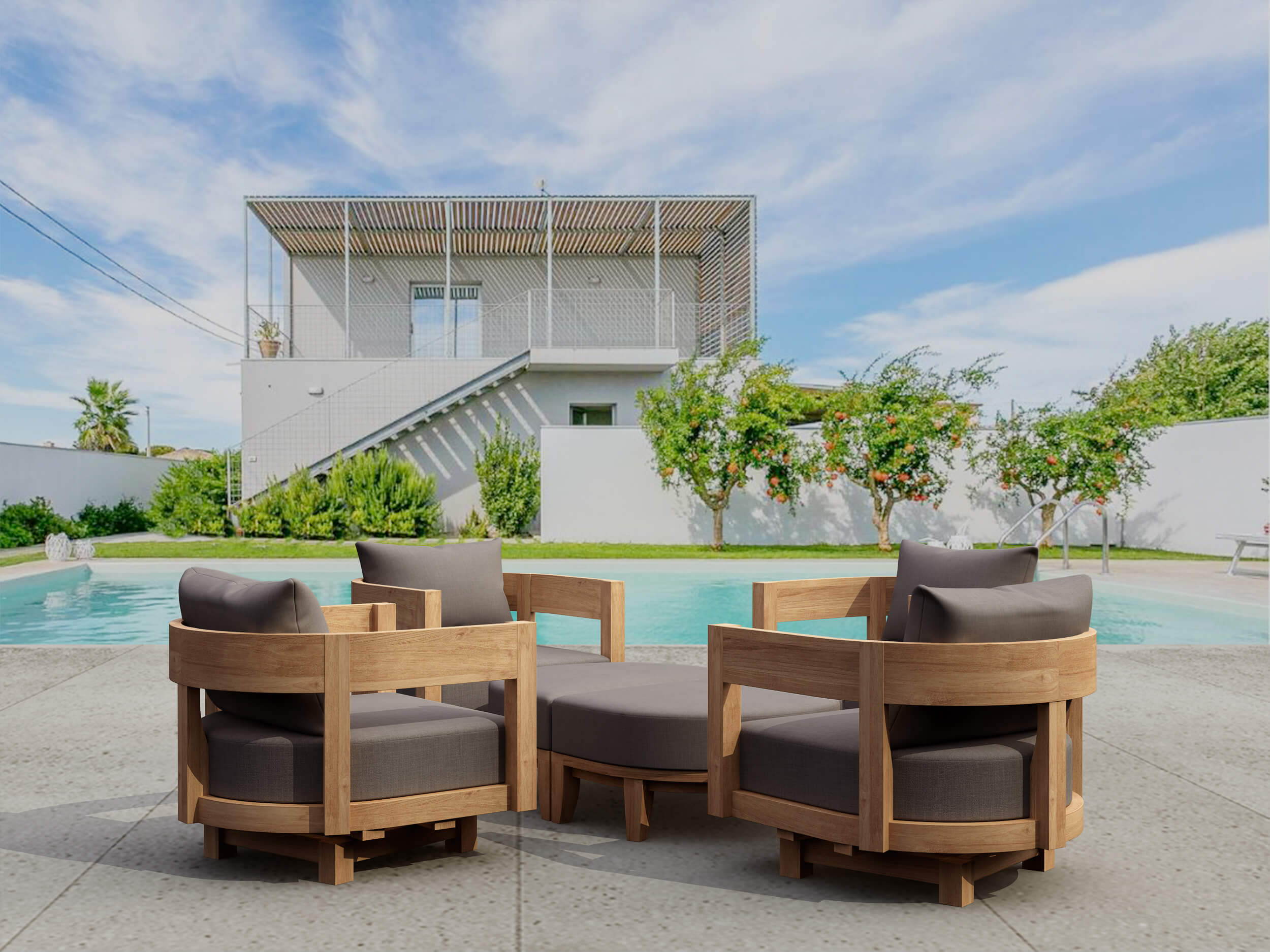 Coronado 6 Piece Deep Seating Set (SET 174) – A Grade Teak Solid Wood Outdoor Lounge by Anderson Teak