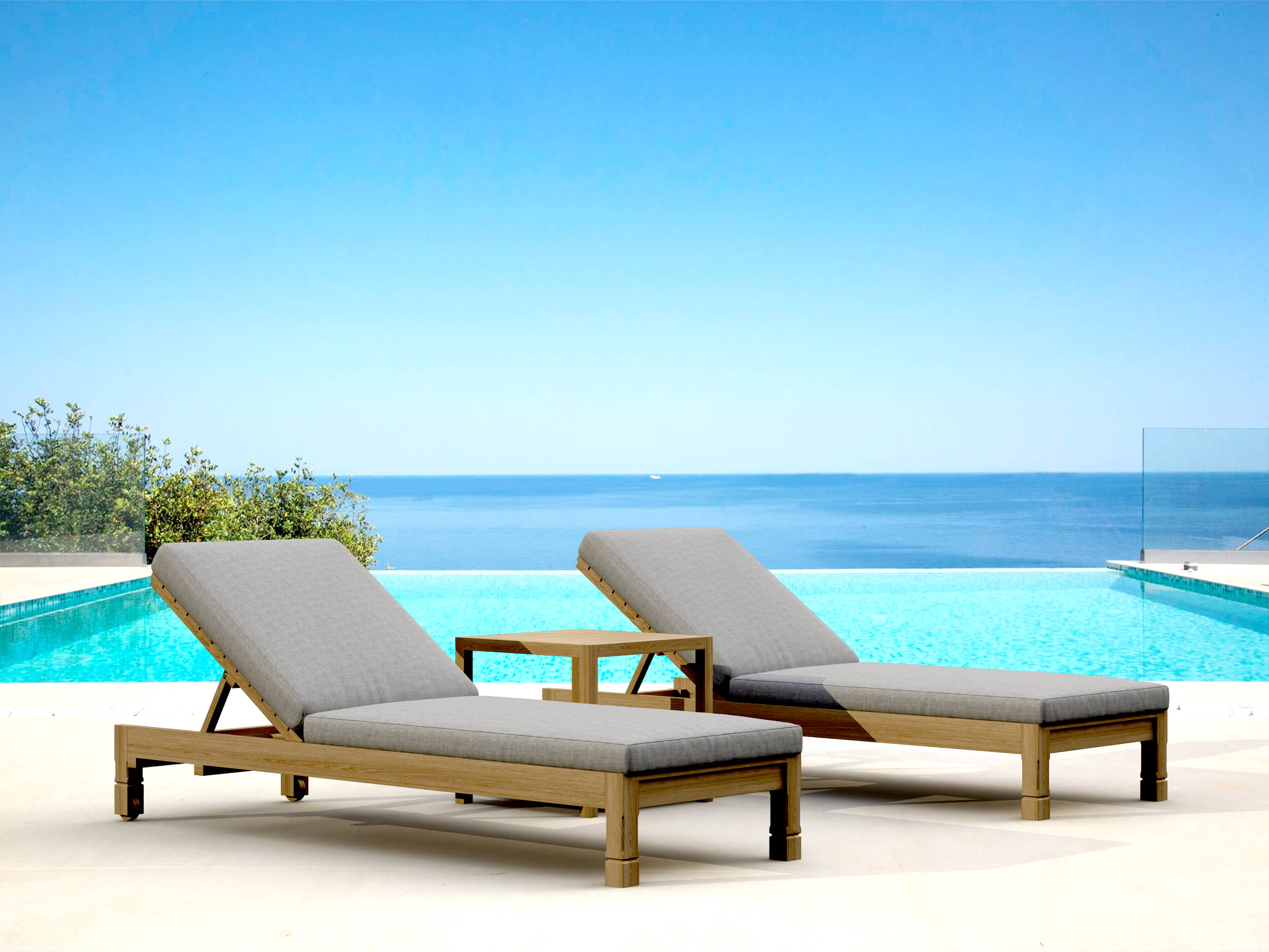 SouthBay Sun Lounger Set (SET-276) - A-Grade Teak Solid Wood by Anderson Teak